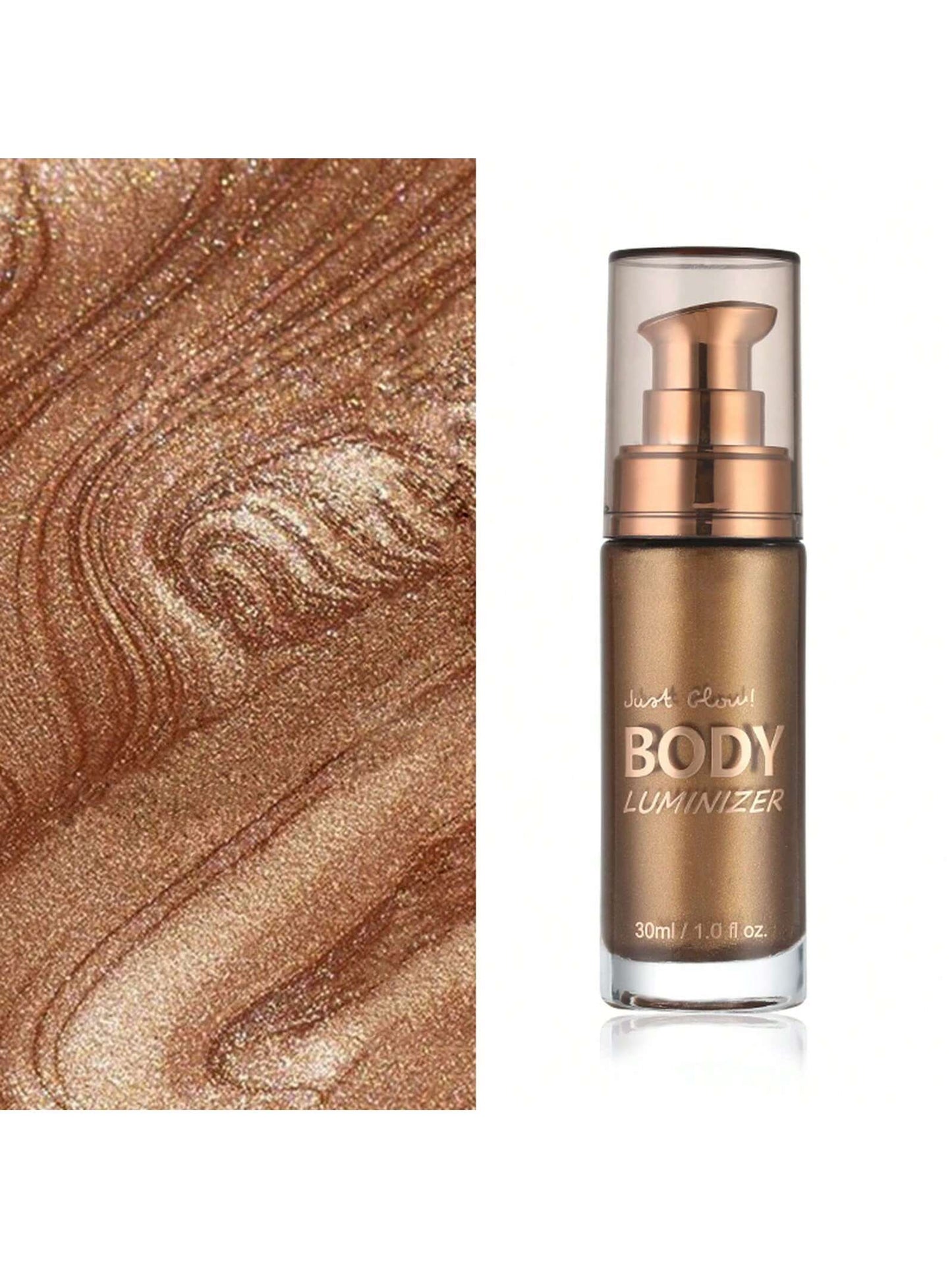 Radiant Glow Waterproof Body Shimmer Oil - Long-Lasting Bronze Illuminator with Makeup Brush