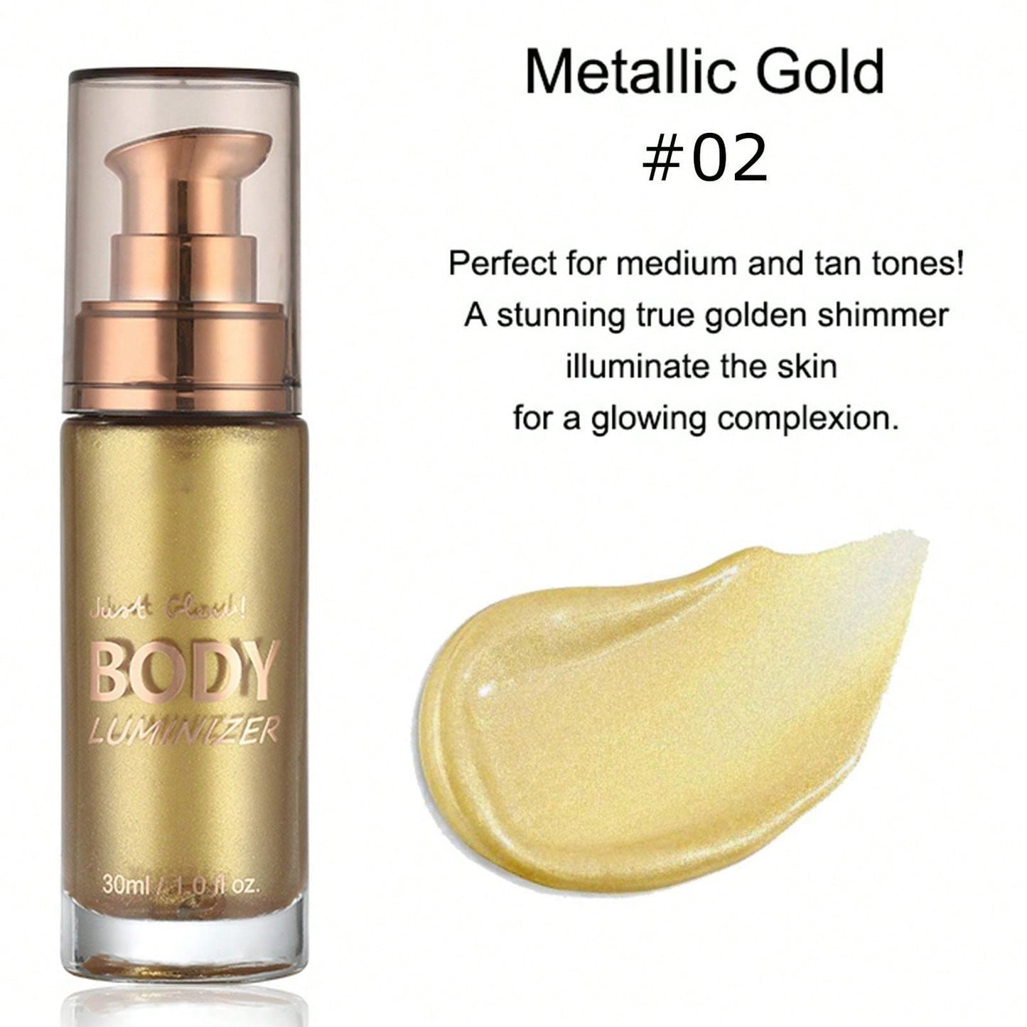 Radiant Glow Waterproof Body Shimmer Oil - Long-Lasting Bronze Illuminator with Makeup Brush