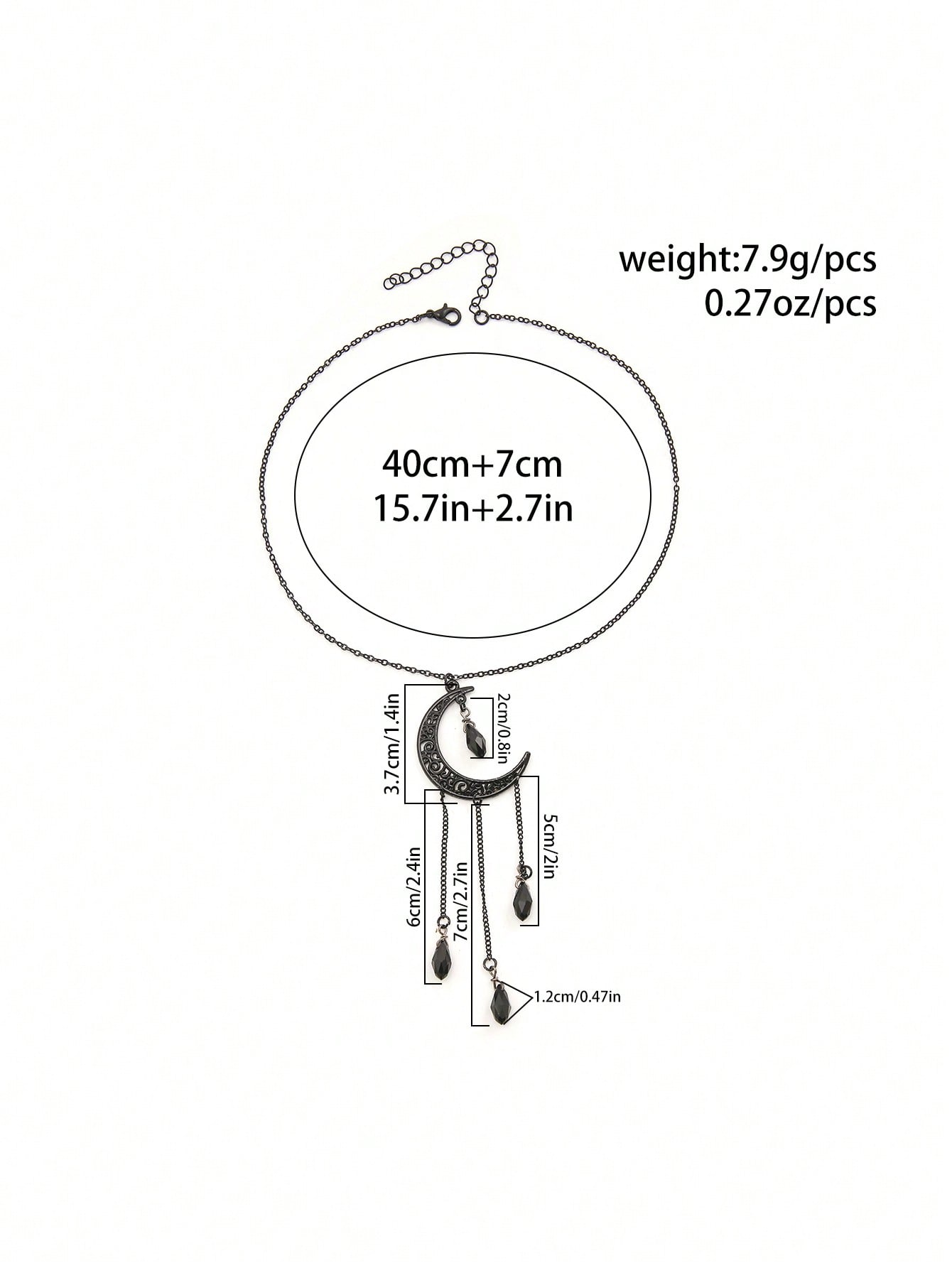 Chic Moonstone Dream: Rhinestone Tassel Pendant Necklace one-size