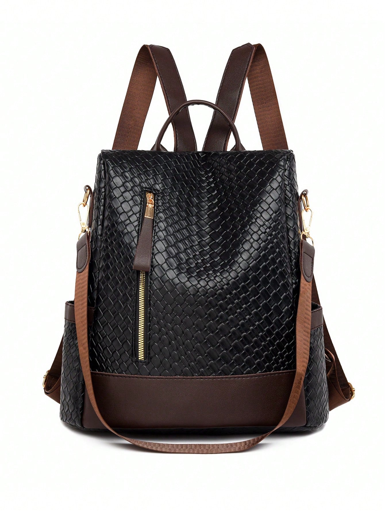 Anti-Theft Minimalist Backpack for College Women Black Brown