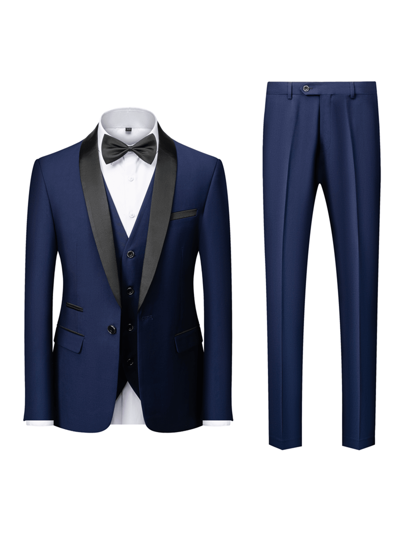 Elegant Men's 3-Piece Slim Fit Tuxedo Set - Perfect for Weddings Black / XXS Black / XS