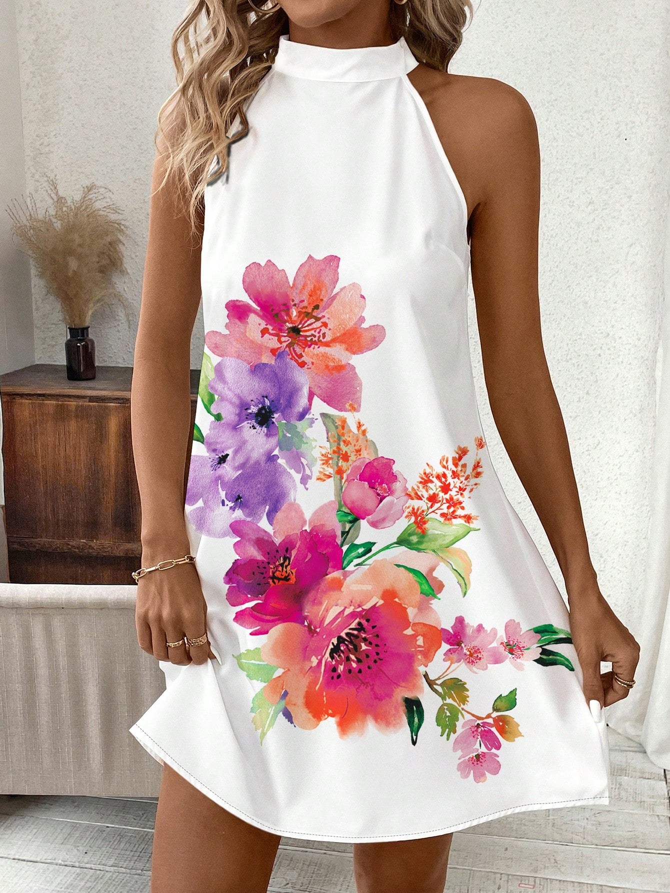 SHEIN Clasi Floral Printed Halterneck Dress for Holiday Elegance and Style Multicolor / S Multicolor / M Multicolor / L Multicolor / S-Multicolor / M-Multicolor / L-Multicolor / XL-Multicolor-2 / S-Multicolor-2 / M-Multicolor-2 / L-Multicolor-2 / XL-Multicolor-3 / S-Multicolor-3 / M-Multicolor-3 / L-Multicolor-3 / XL-Hot Pink / S-Hot Pink / M-Hot Pink / L-Hot Pink / XL-Green / S-Green / M-Green / L-Green / XL-Multicolor-4 / S-Multicolor-4 / M-Multicolor-4 / L-Multicolor-4 / XL-