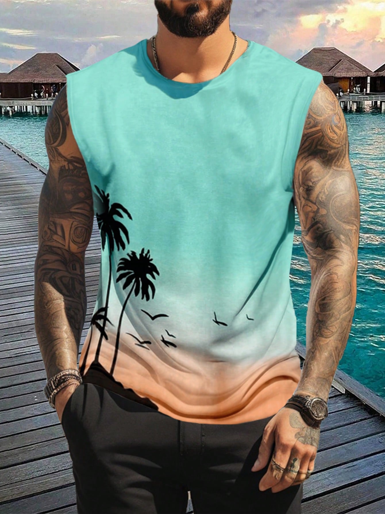 Men's Plus Size Coconut Tree Beach Print Sleeveless Tank Top Multicolor-2 / 2XL Multicolor-2 / 3XL Multicolor-2 / 4XL Multicolor-2 / 2XL-Multicolor-2 / 3XL-Multicolor-2 / 4XL-Multicolor-2 / 5XL-Multicolor-2 / 6XL-Multicolor-3 / 2XL-Multicolor-3 / 3XL-Multicolor-3 / 4XL-Multicolor-3 / 5XL-Multicolor-3 / 6XL-Light Grey / 2XL-Light Grey / 3XL-Light Grey / 4XL-Light Grey / 5XL-Light Grey / 6XL-Blue / 2XL-Blue / 3XL-Blue / 4XL-Blue / 5XL-Blue / 6XL-