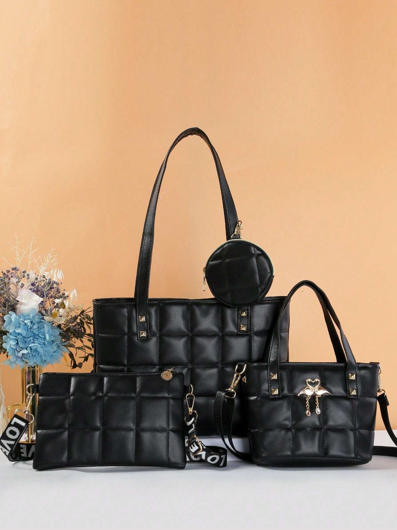 Chic Dual-Style Tote and Crossbody Bag for Effortless Fashion Grey Black Pink Grey-Black-Pink-Black-2-Multicolor-Black-3-White-Black-4-Burgundy-Black-5-Multicolor-6-
