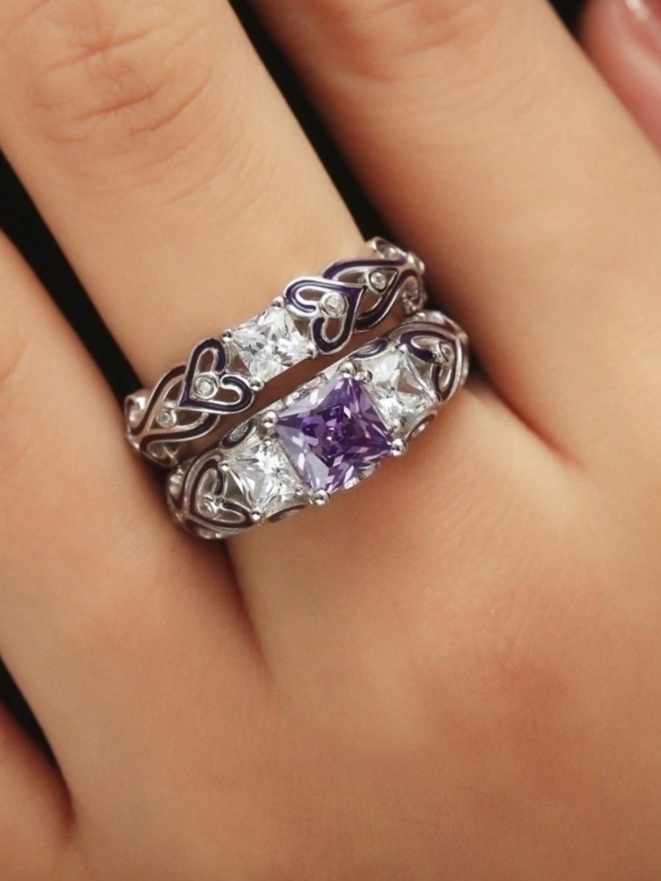 Elegant Couple's Stainless Steel Ring Set – Perfect for Weddings 5 / Women 6 / Women