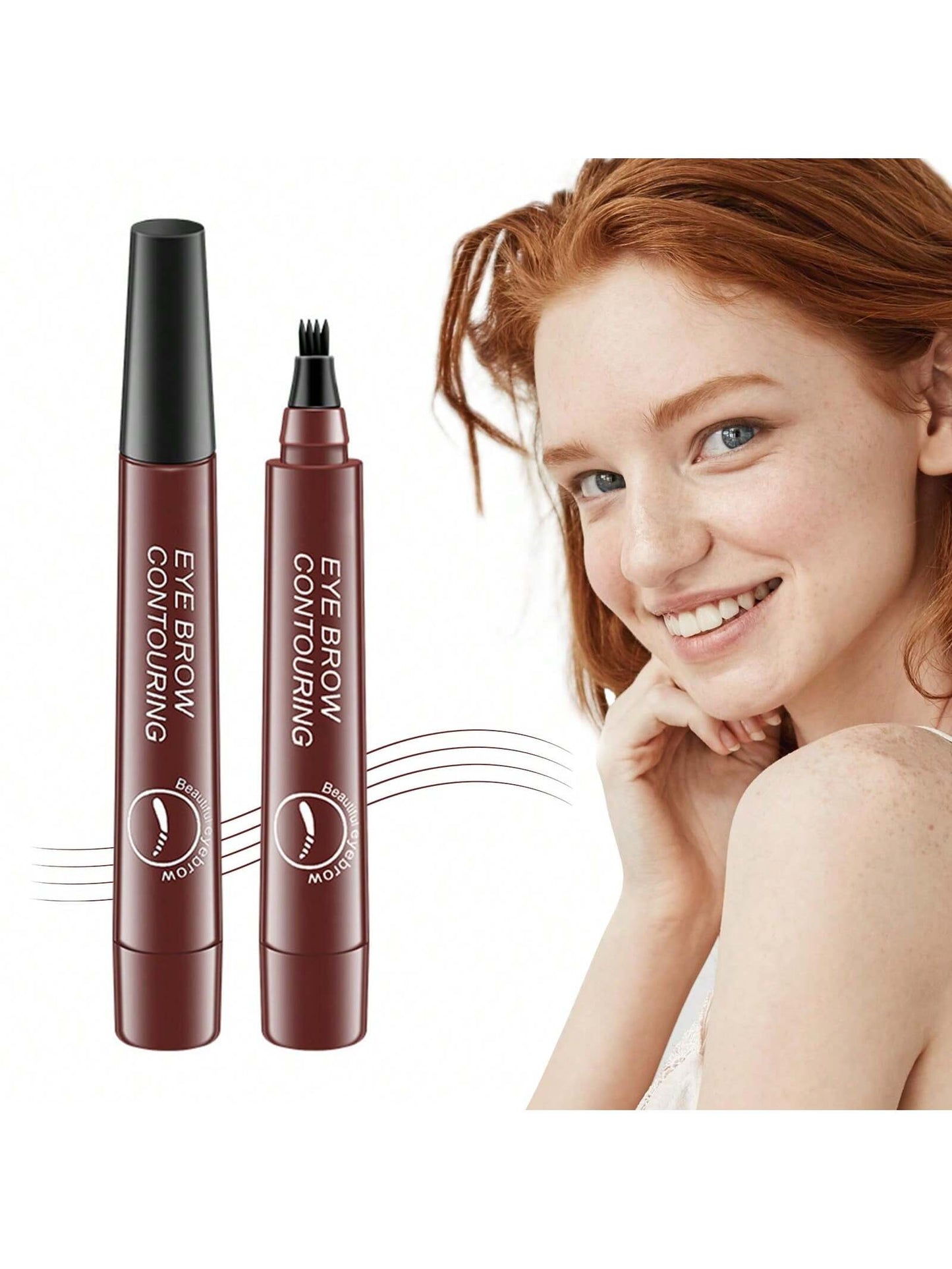 Precision Perfect: Waterproof Microblading Eyebrow Pencil with 4 Fine Tips 02 Grey Brown 05Red Brown 02 Grey Brown-05Red Brown-