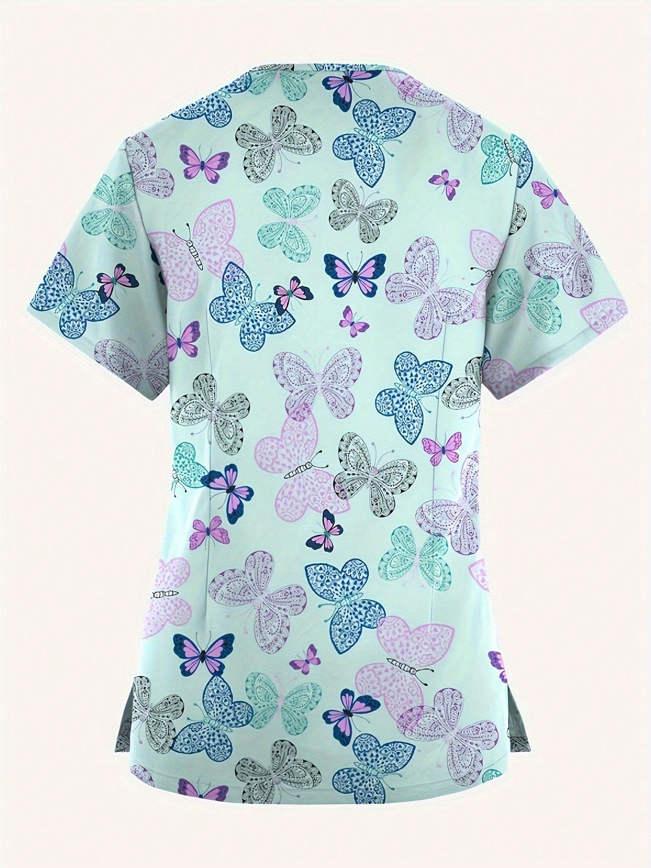 Breathable Women's Digital Printed Elastic Sports Scrub Top with Pockets Purple / XS Purple / S Purple / M Purple / XS-Purple / S-Purple / M-Purple / L-Purple / XL-Purple / XXL-Multicolor / S-Multicolor / M-Multicolor / L-Multicolor / XL-Multicolor / XXL-