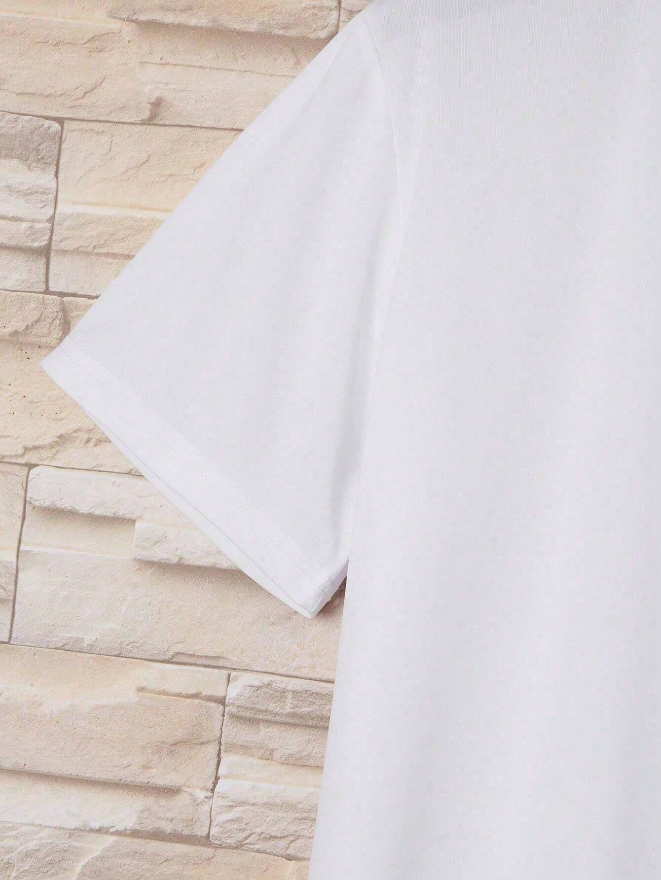 Stylish Plus Size Men's Casual T-Shirt with Fun Letter and Smile Face Print 1XL 2XL 3XL 1XL-2XL-3XL-4XL-5XL-