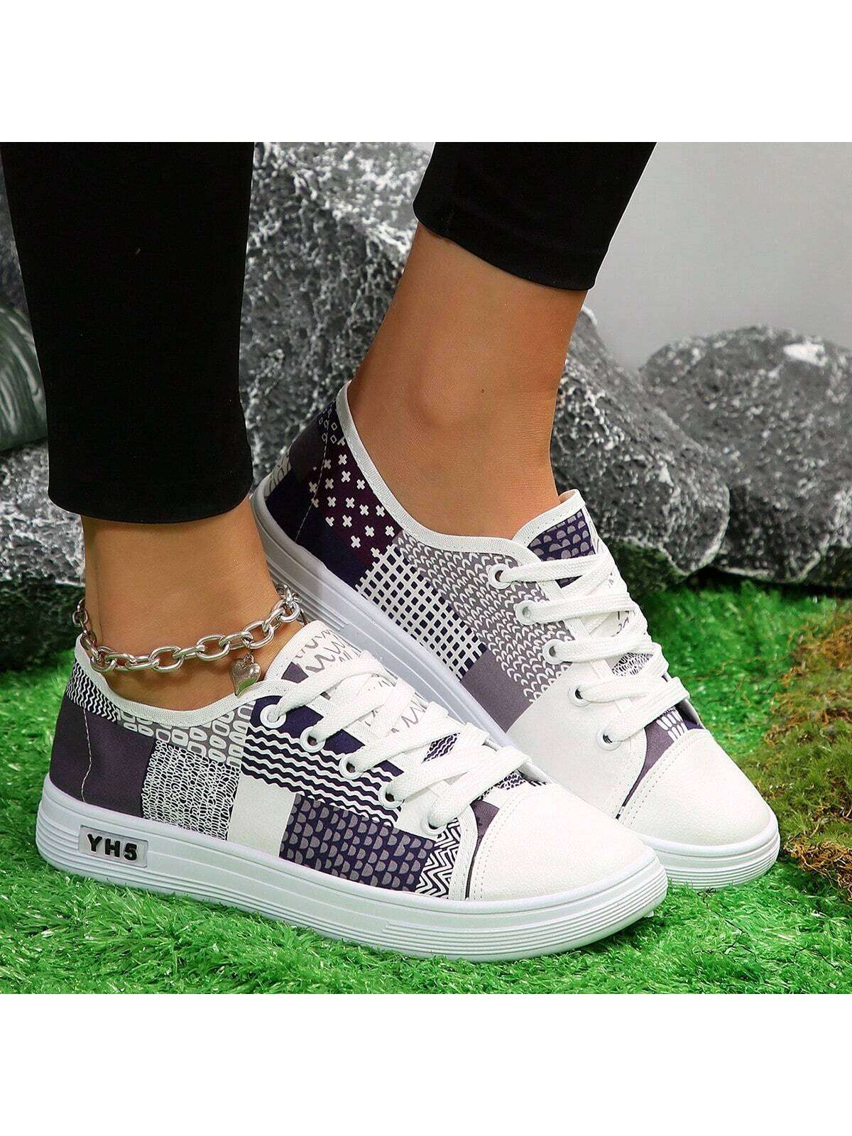Trendy Women's Lightweight Canvas Lace-Up Shoes - Breathable & Anti-Slip Multicolor