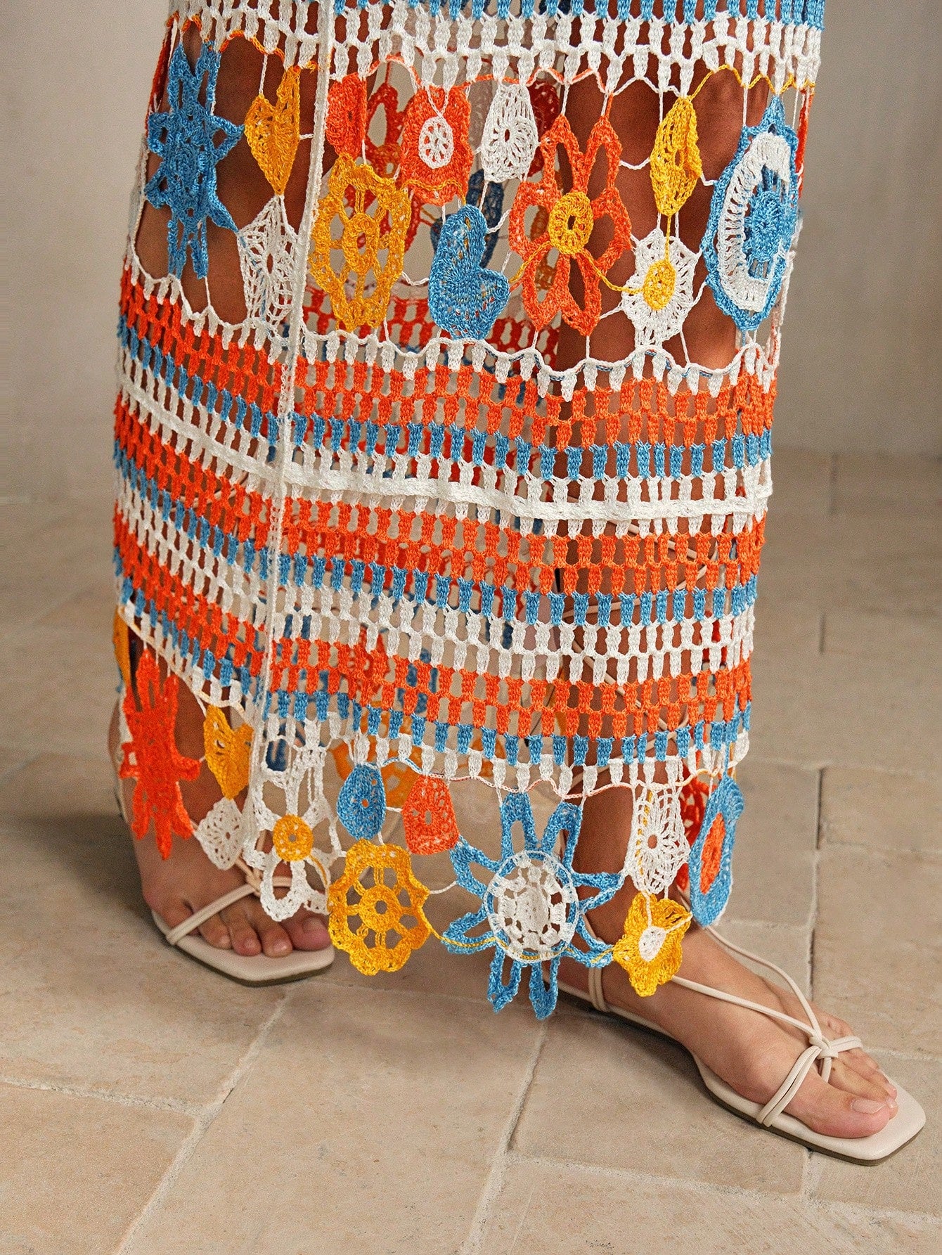 Chic Striped Color Block Hollow-Out Knitted Maxi Skirt for Stylish Summer Beach Days Apricot / S Apricot / M Apricot / L Apricot / S-Apricot / M-Apricot / L-Apricot / XL-White / S-White / M-White / L-White / XL-