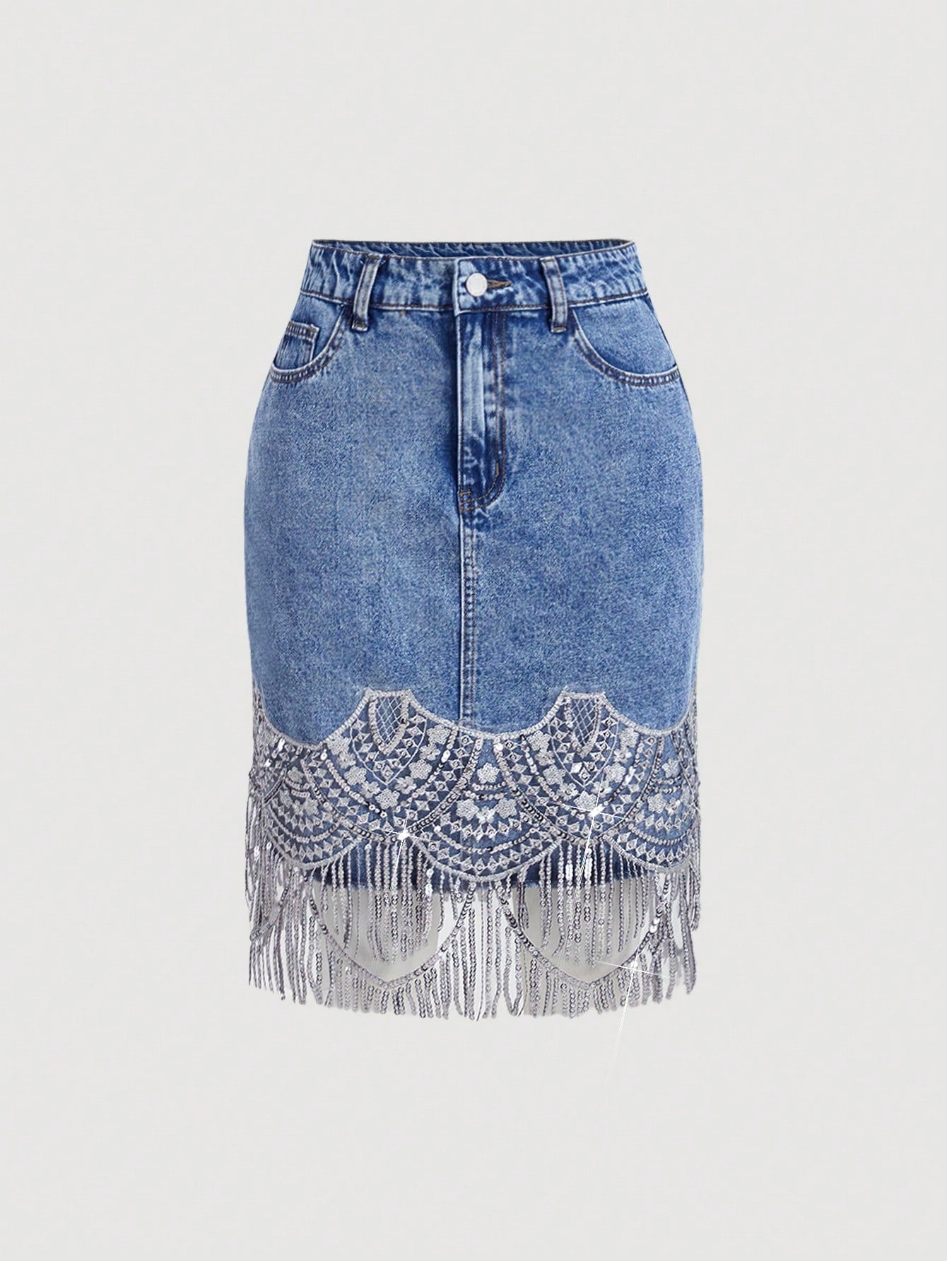 Trendy Denim Fringed Patchwork Skirt for Women Black / XS Light Wash / XS Light Wash / S Black / XS-Light Wash / XS-Light Wash / S-Light Wash / M-Light Wash / L-Light Wash / XL-