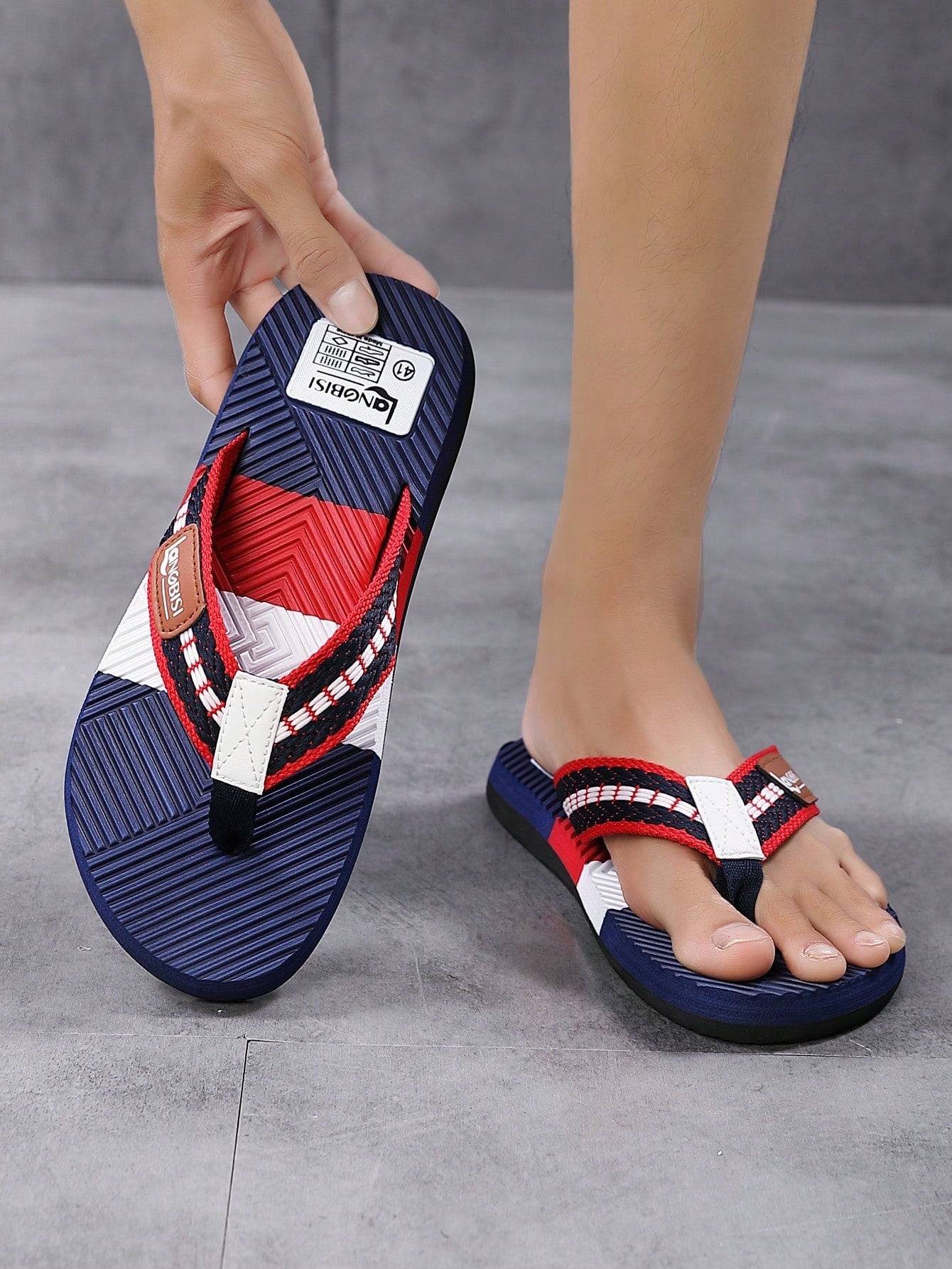 Men's Lightweight Color Block Sport Sandals - Non-Slip Beach Slippers for Ultimate Summer Comfort EUR39 EUR40