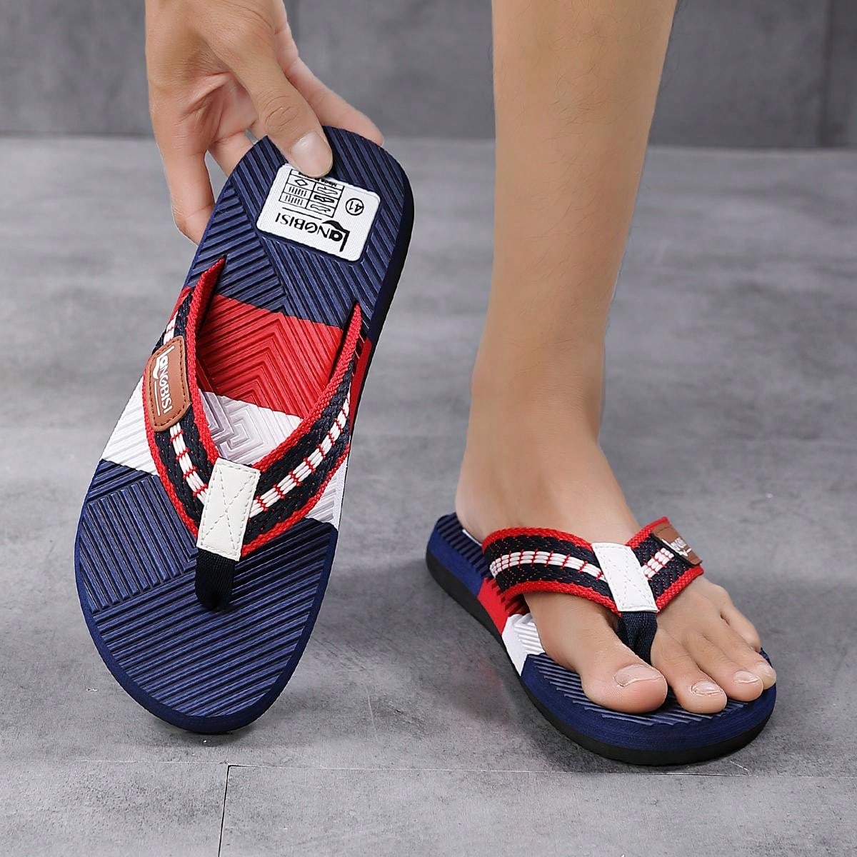 Men's Lightweight Color Block Sport Sandals - Non-Slip Beach Slippers for Ultimate Summer Comfort EUR39 EUR40