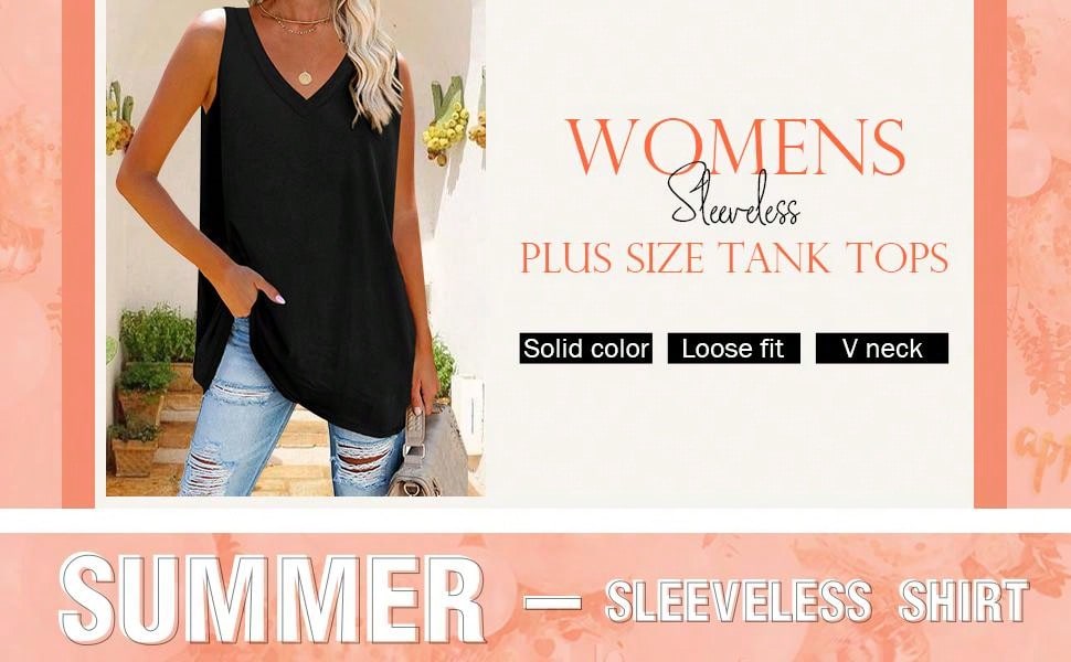 Summer Breeze: Women's V-Neck Loose Fit Casual Tank Top