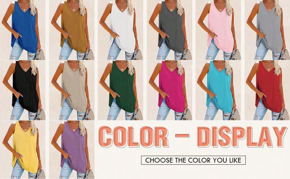 Summer Breeze: Women's V-Neck Loose Fit Casual Tank Top