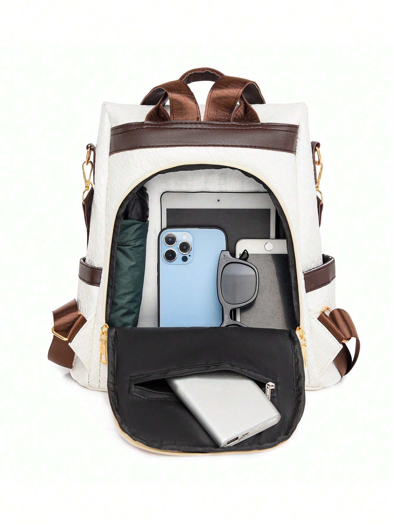 Anti-Theft Minimalist Backpack for College Women Black Brown
