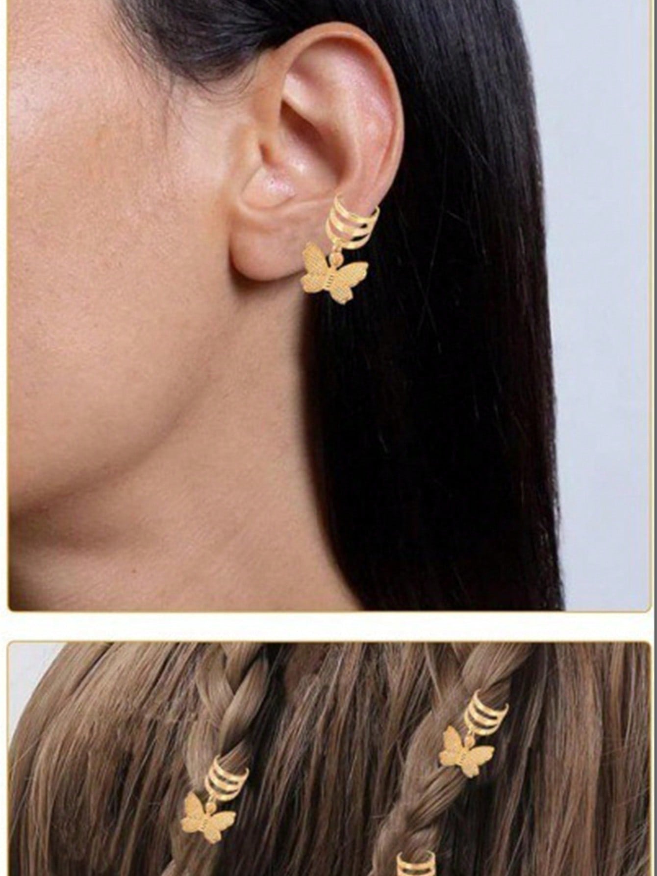 Charming Butterfly Dreadlock Hair Rings - 20pcs Adjustable Alloy Cuffs with Tassels one-size / Mixed Colors one-size / Silver