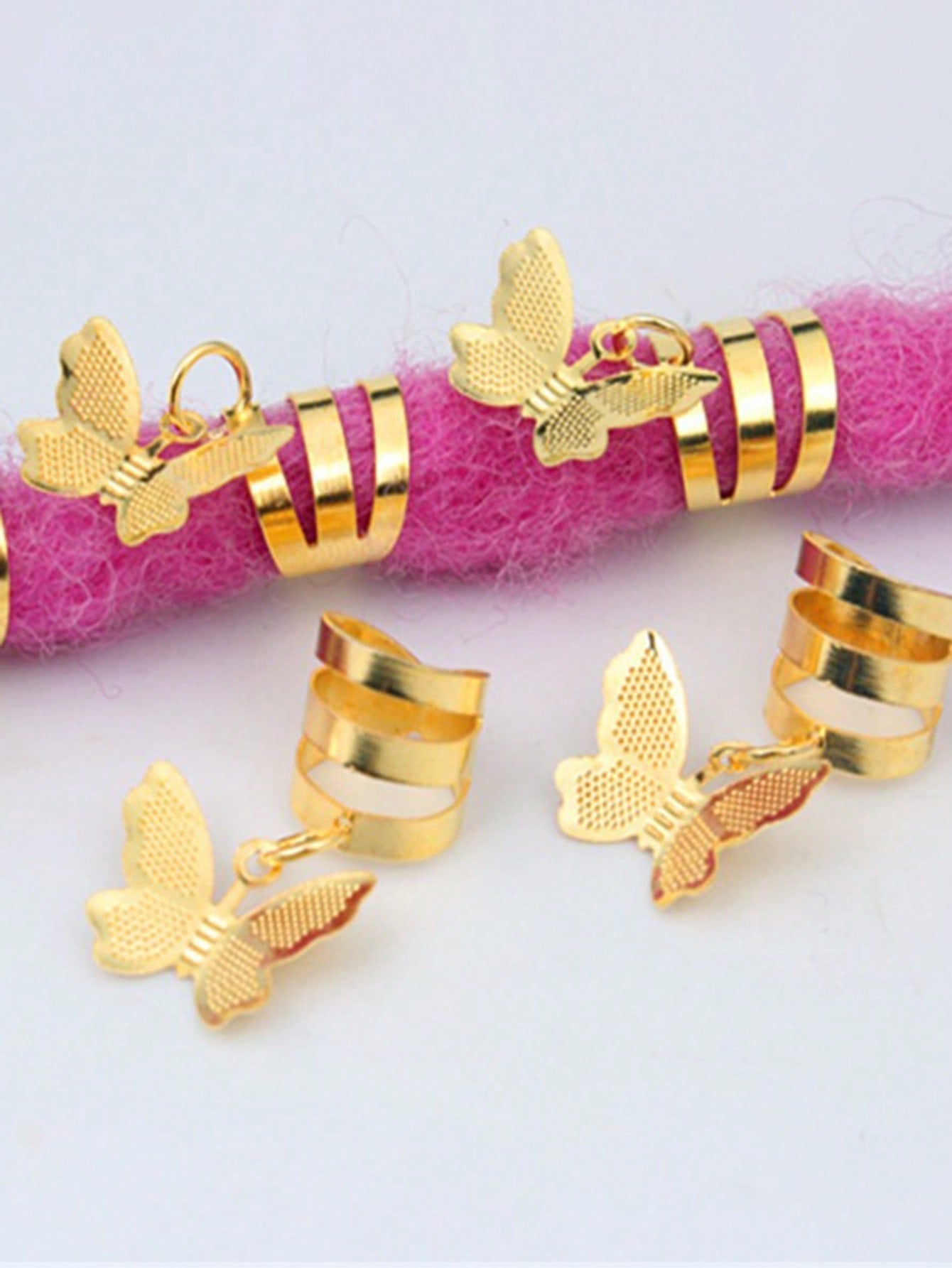 Charming Butterfly Dreadlock Hair Rings - 20pcs Adjustable Alloy Cuffs with Tassels one-size / Mixed Colors one-size / Silver