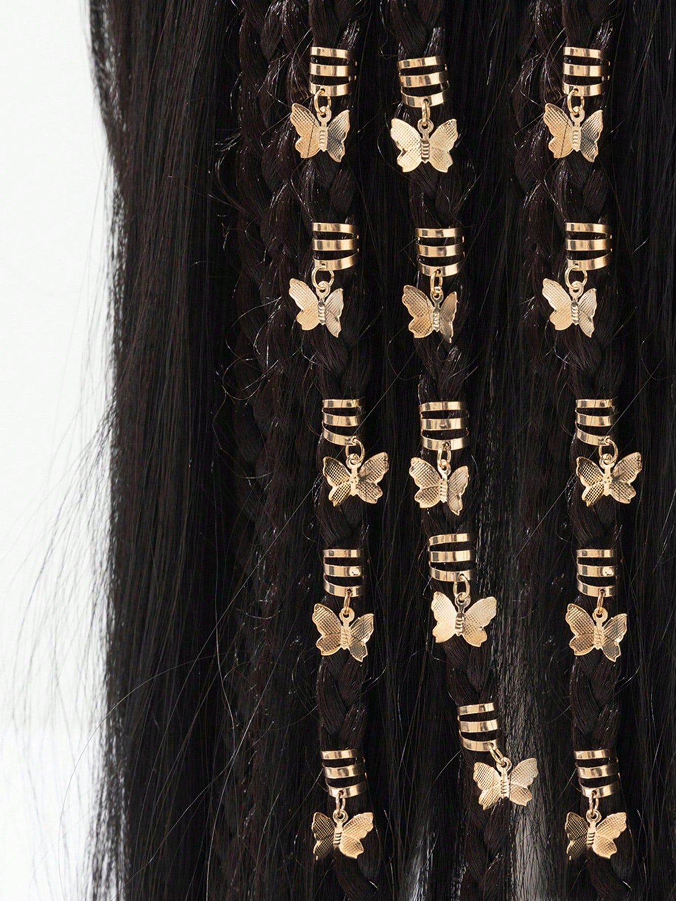 Charming Butterfly Dreadlock Hair Rings - 20pcs Adjustable Alloy Cuffs with Tassels one-size / Mixed Colors one-size / Silver