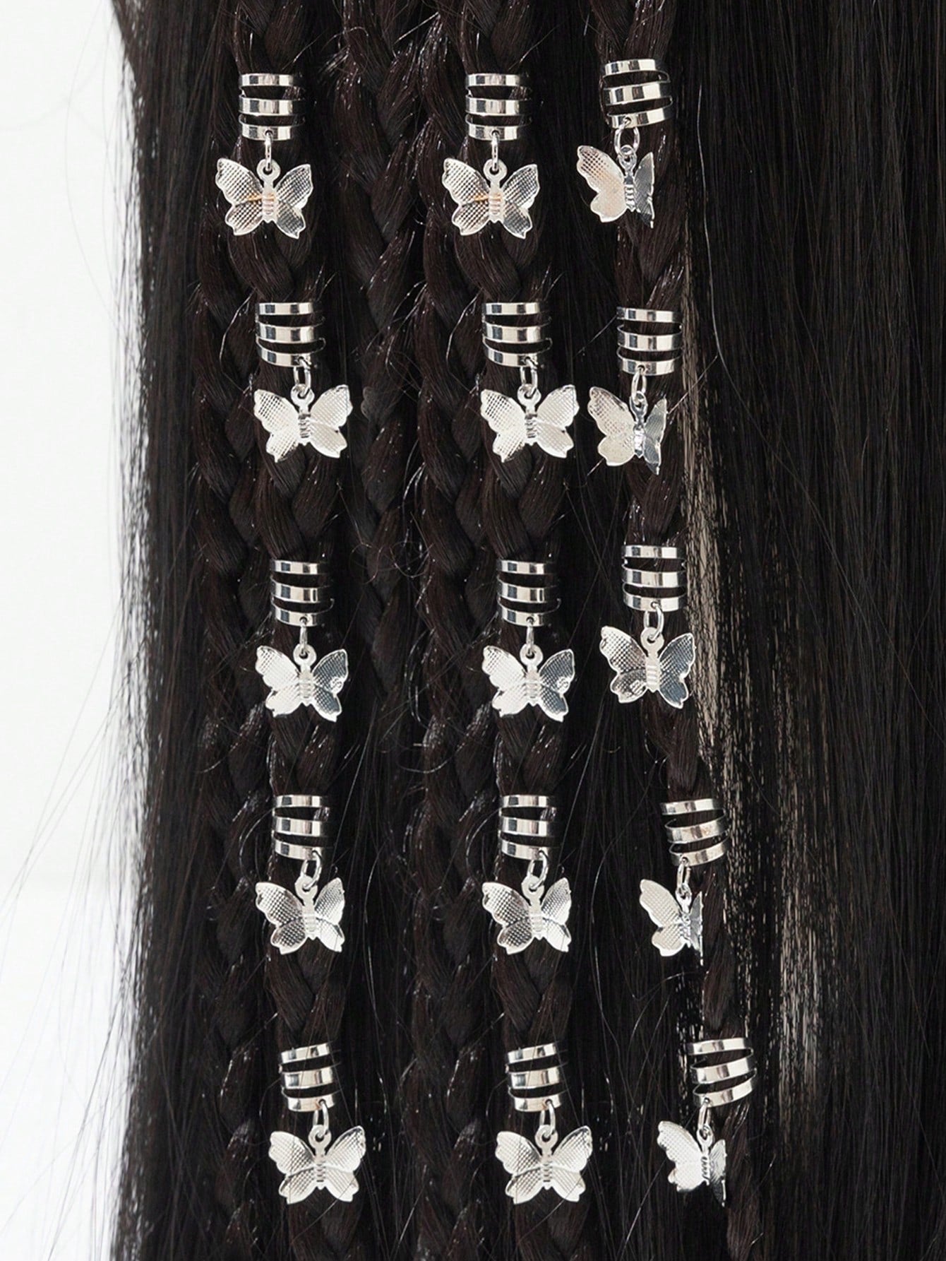 Charming Butterfly Dreadlock Hair Rings - 20pcs Adjustable Alloy Cuffs with Tassels one-size / Mixed Colors one-size / Silver