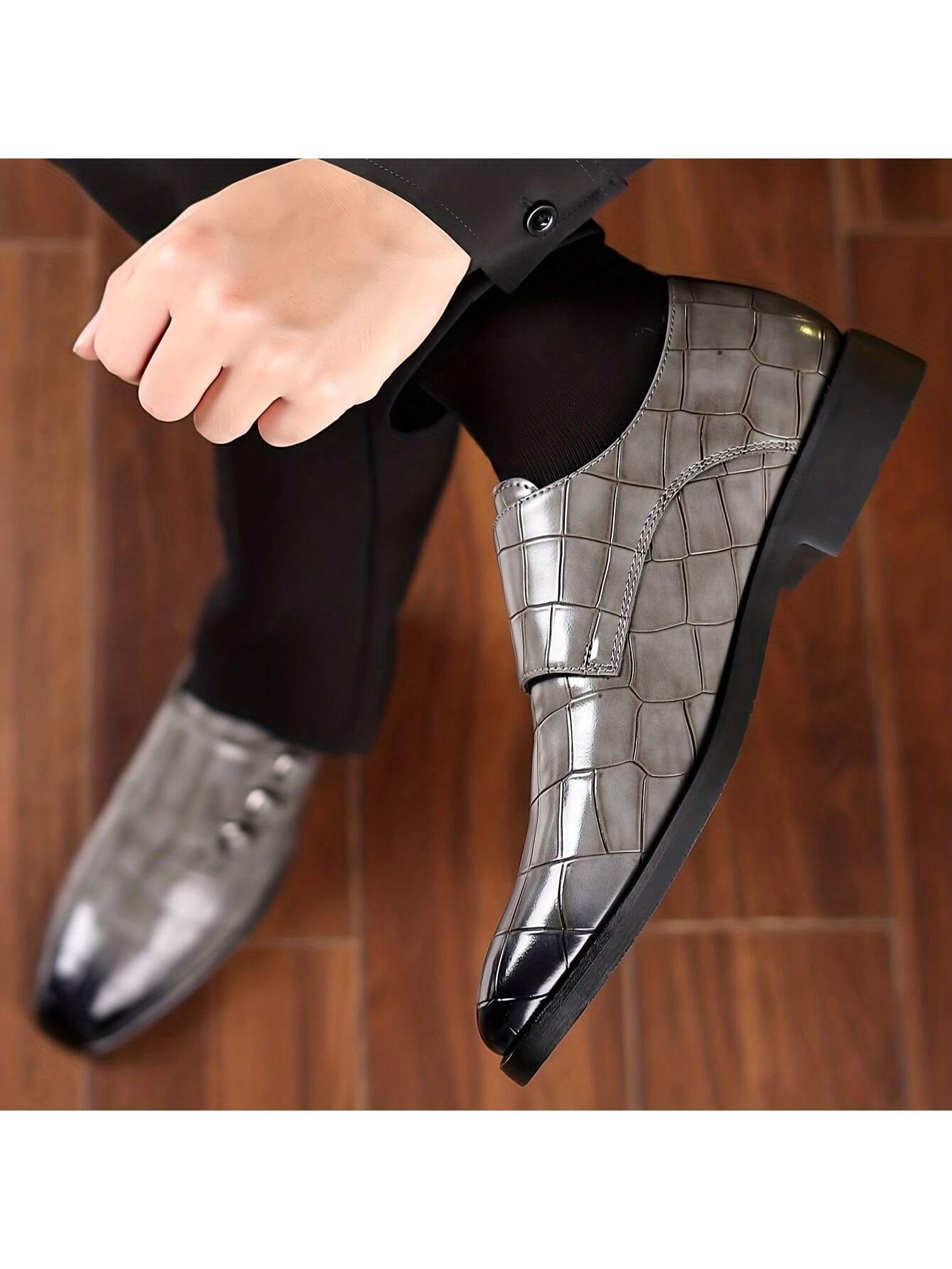 “Men's Stone Textured Monk Shoes - Stylish Elegance for Every Occasion”