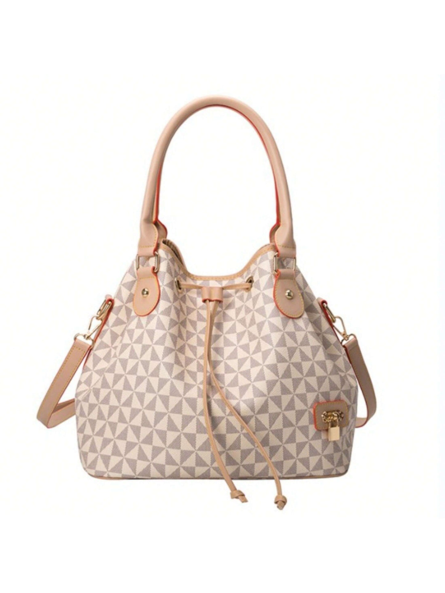 Chic Argyle Drawstring Bucket Handbag - Versatile Crossbody with Spacious Design