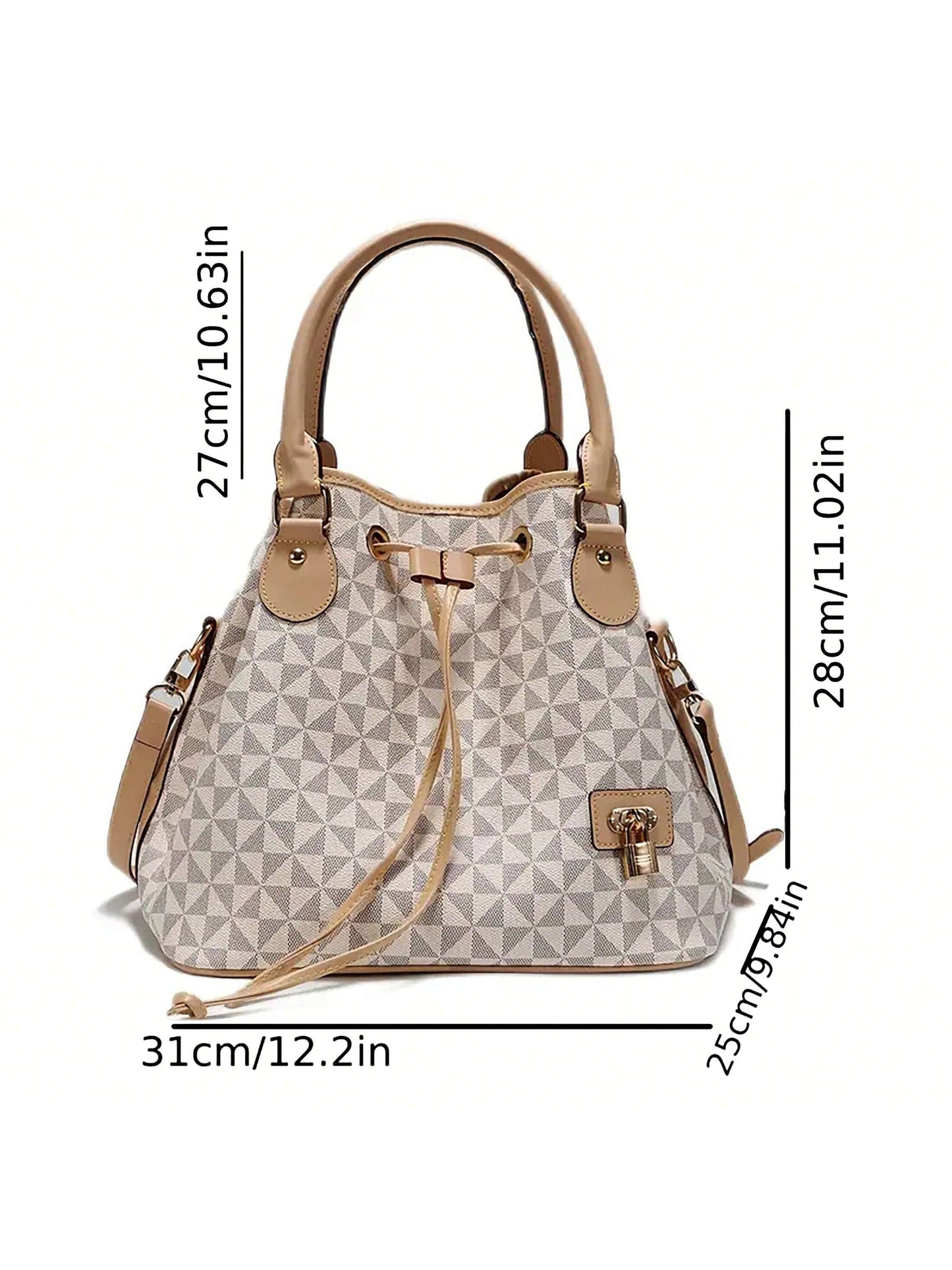 Chic Argyle Drawstring Bucket Handbag - Versatile Crossbody with Spacious Design