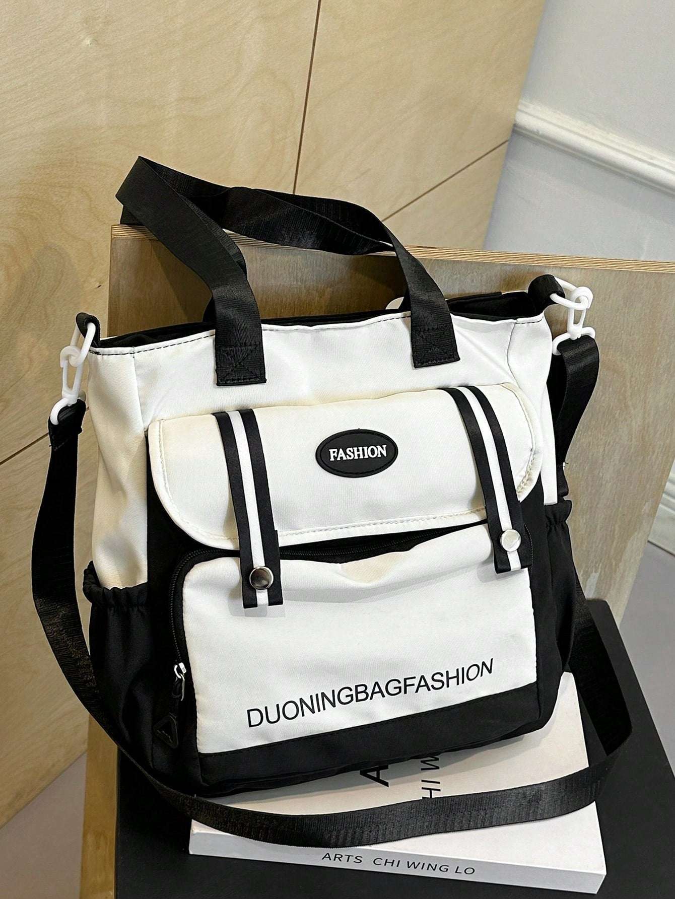 Stylish & Spacious Preppy Backpack for High School Girls - Perfect for Campus Life! Coffee Brown Black Coffee Brown-Black-