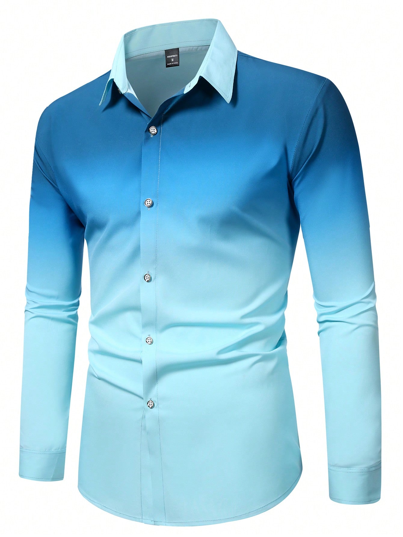 Summer Gradient Long Sleeve Business Shirt for Men - Stylish Travel Essential Royal Blue / XS Royal Blue / S