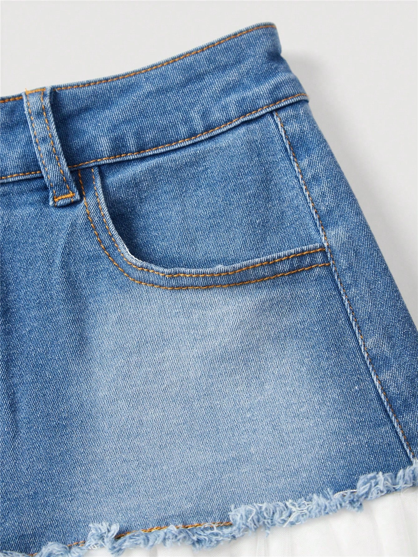 Denim Skirt with Mesh Contrast for Effortless Date Nights XS S M XS-S-M-L-XL-