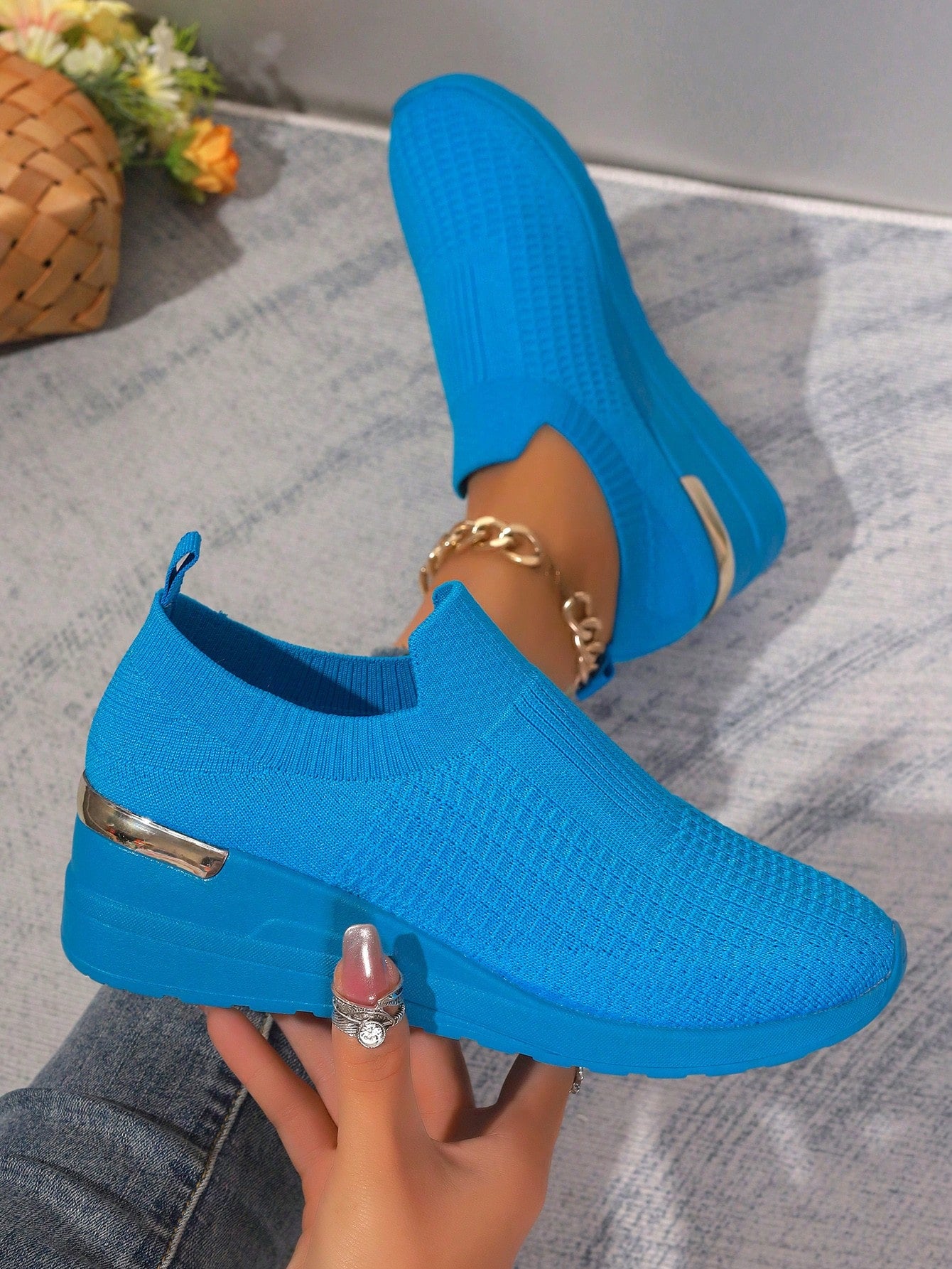 Chic & Casual: Women's Wedge Platform Knit Sneakers - Lightweight, Breathable & Stylish Hot Pink / EUR37 Hot Pink / EUR38