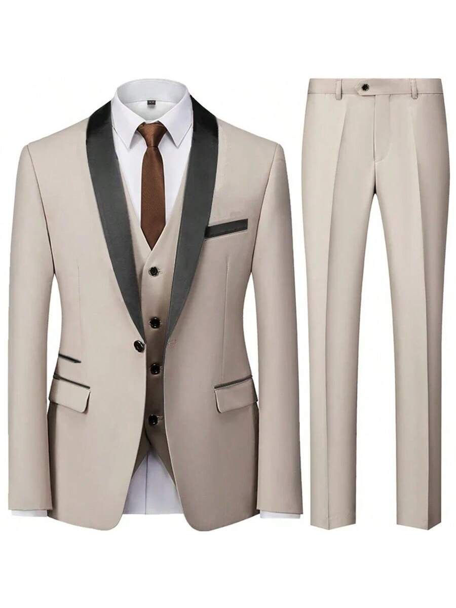 Elegant Men's 3-Piece Slim Fit Tuxedo Set - Perfect for Weddings Black / XXS Black / XS