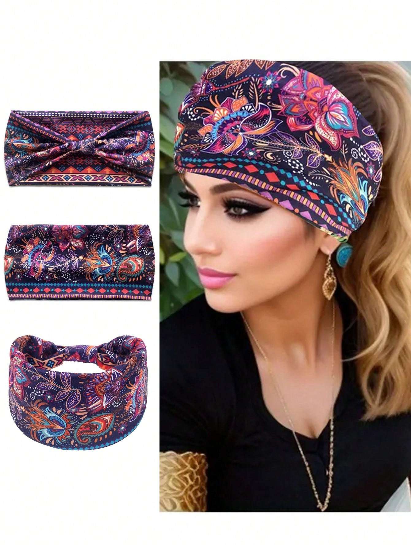 Boho Floral Twist Hair Band - Vintage-Inspired Headband for Effortless Style one-size