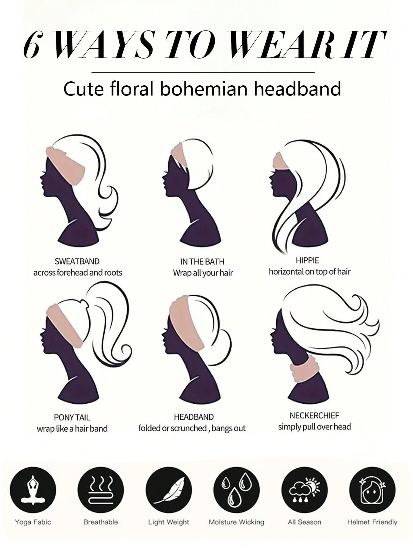 Boho Floral Twist Hair Band - Vintage-Inspired Headband for Effortless Style one-size one-size-