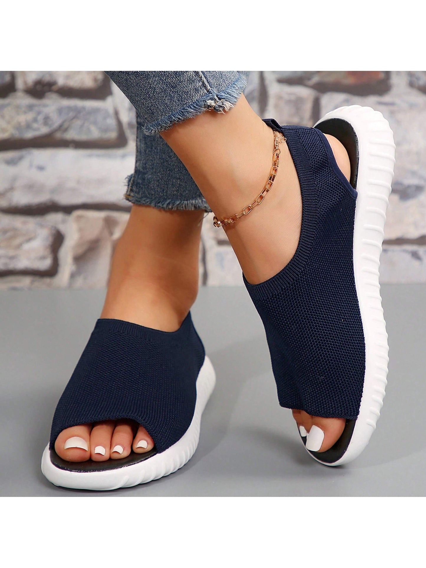 Stylish Women's Summer Beach Sandals - Mesh Design with Non-Slip Flat Heel Blue / US5.5 Blue / US7