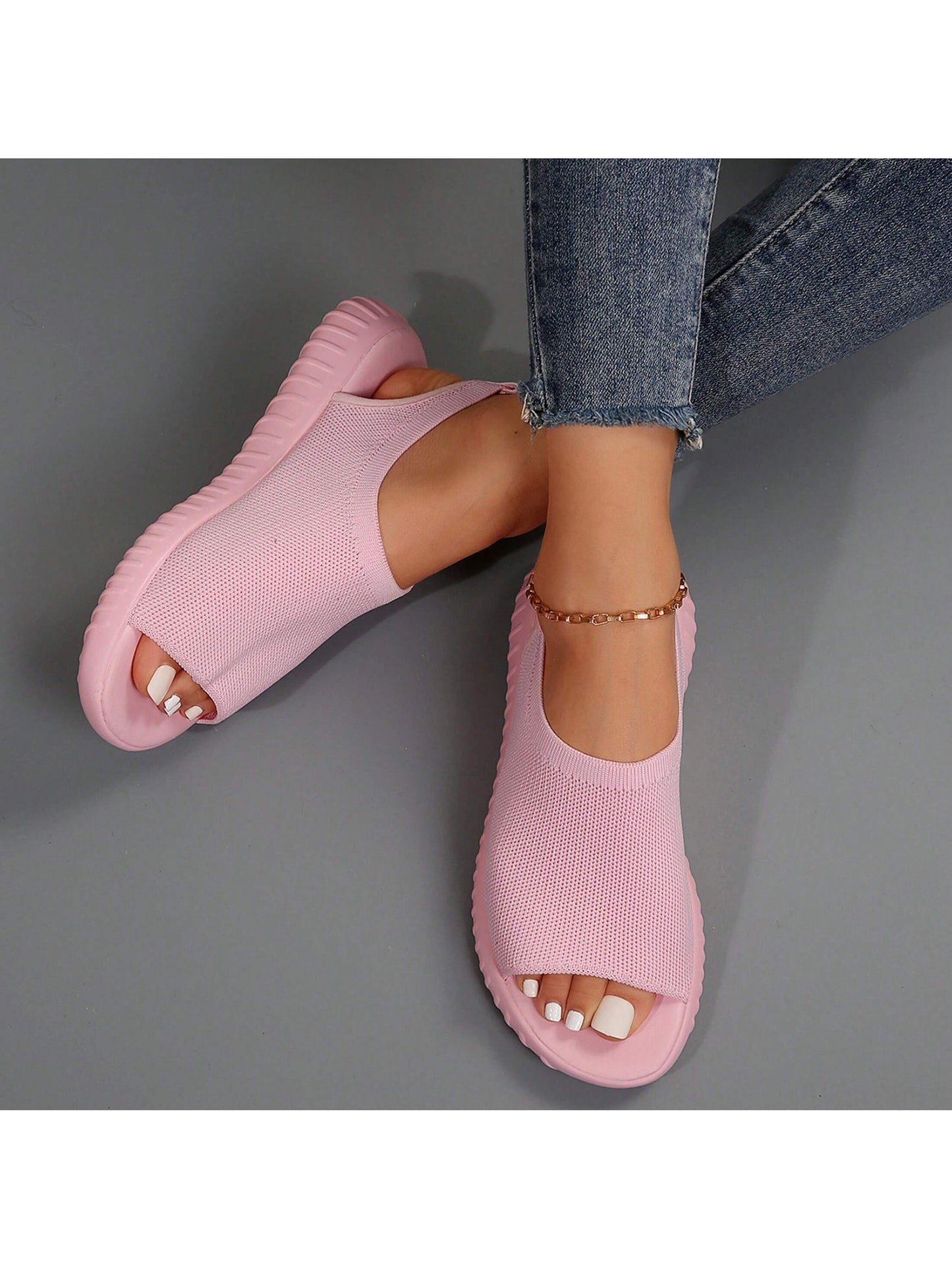 Stylish Women's Summer Beach Sandals - Mesh Design with Non-Slip Flat Heel Blue / US5.5 Blue / US7