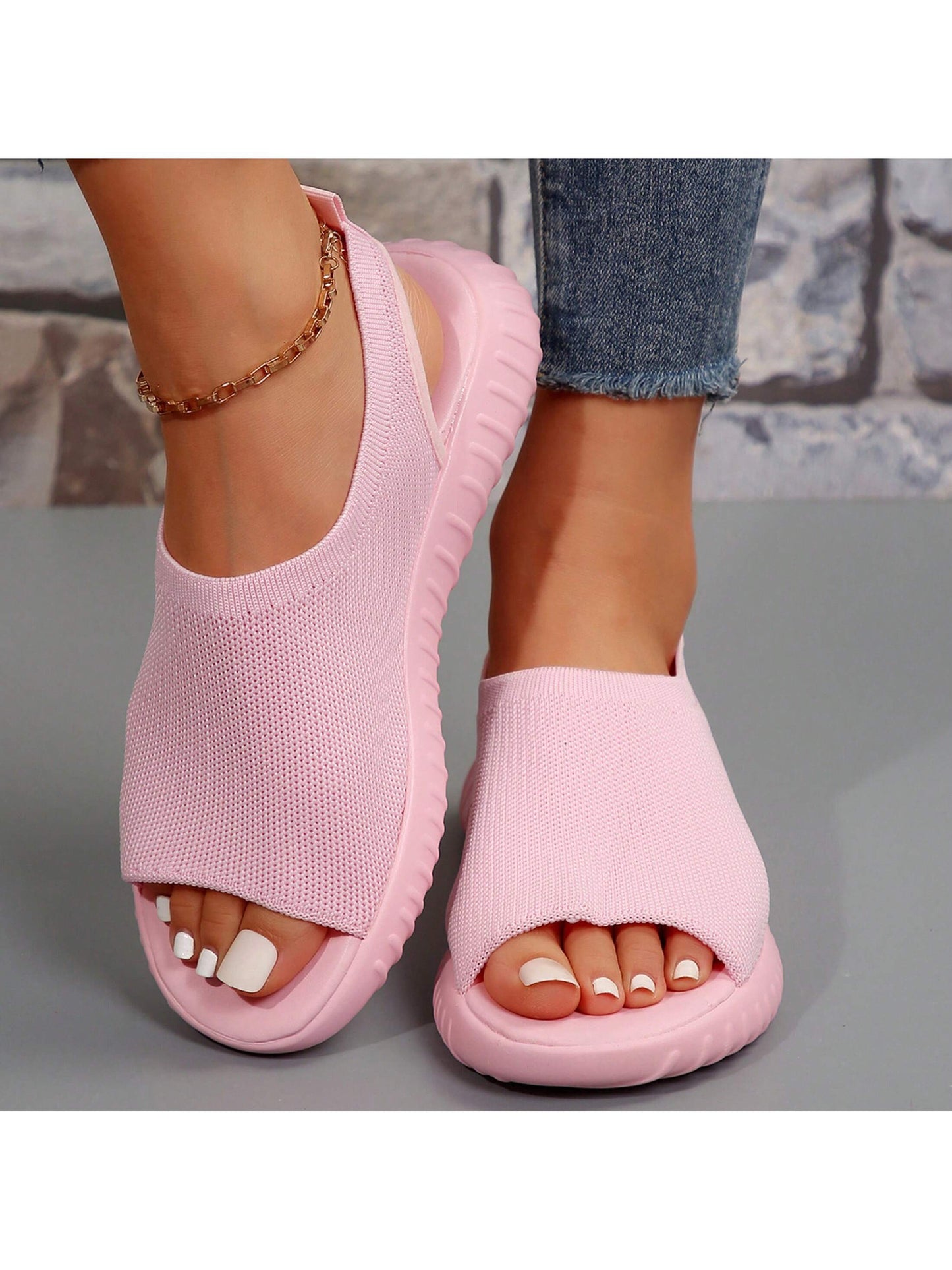 Stylish Women's Summer Beach Sandals - Mesh Design with Non-Slip Flat Heel Blue / US5.5 Blue / US7