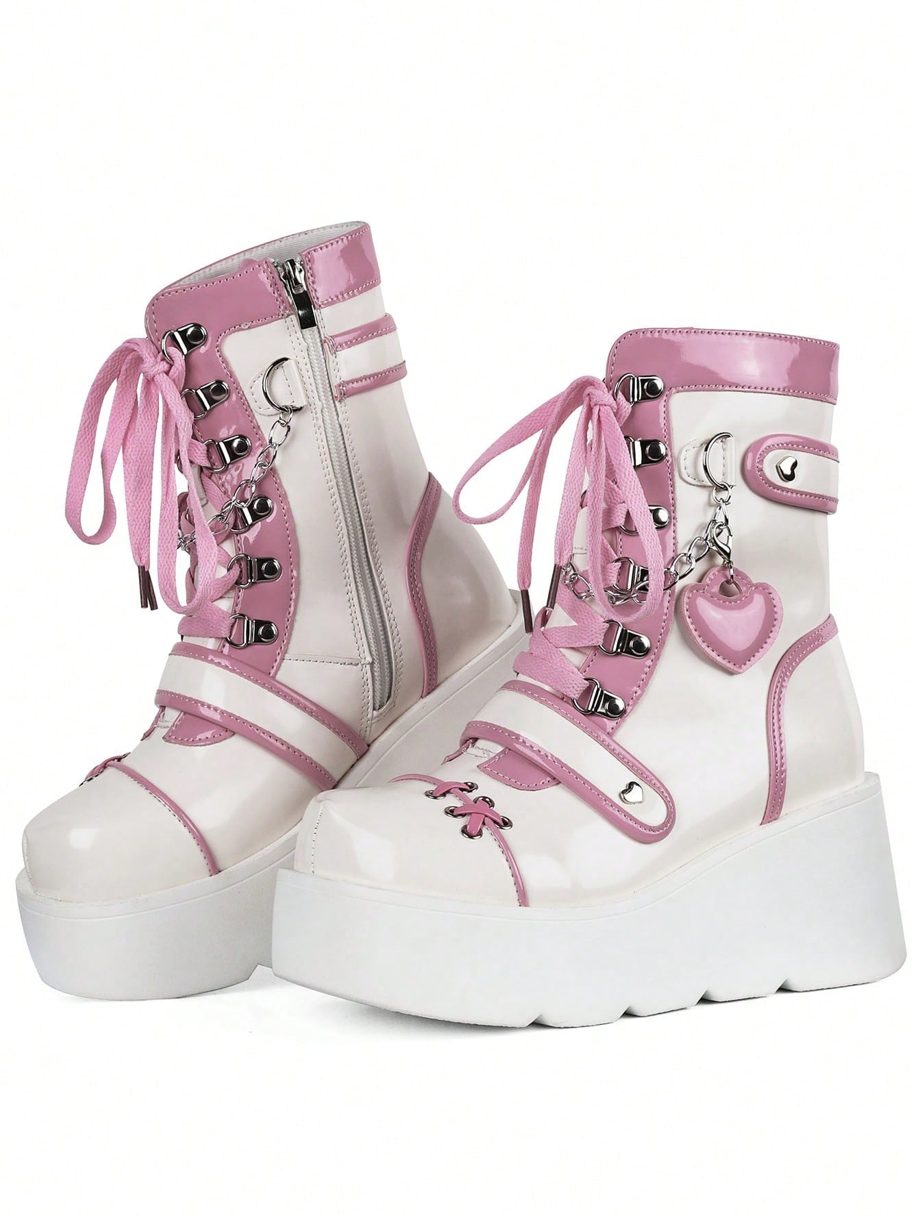 Edgy Goth Combat Boots with Chunky Platform and Lace-Up Detail Black and White / US6 Black and White / US7 Black and White / US7.5 Black and White / US6-Black and White / US7-Black and White / US7.5-Black and White / US8-Black and White / US8.5-Black and White / US9-Black / US6-Black / US7-Black / US7.5-Black / US8-Black / US8.5-Black / US9-White / US6-White / US7-White / US7.5-White / US8-White / US8.5-White / US9-Pink / US6-Pink / US7-Pink / US7.5-Pink / US8-Pink / US8.5-Pink / US9-