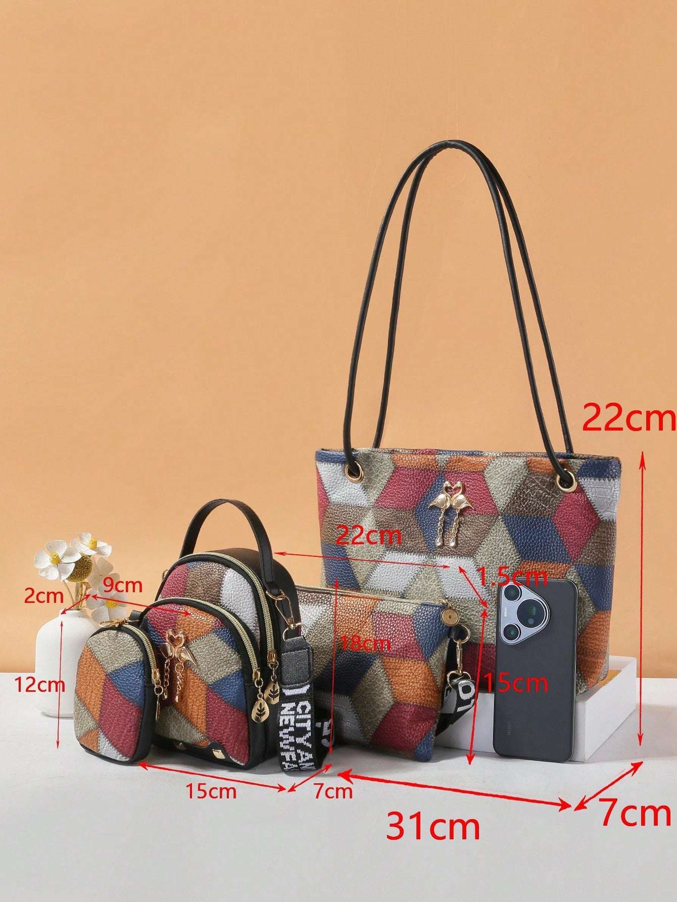 Chic Dual-Style Tote and Crossbody Bag for Effortless Fashion Grey Black Pink Grey-Black-Pink-Black-2-Multicolor-Black-3-White-Black-4-Burgundy-Black-5-Multicolor-6-