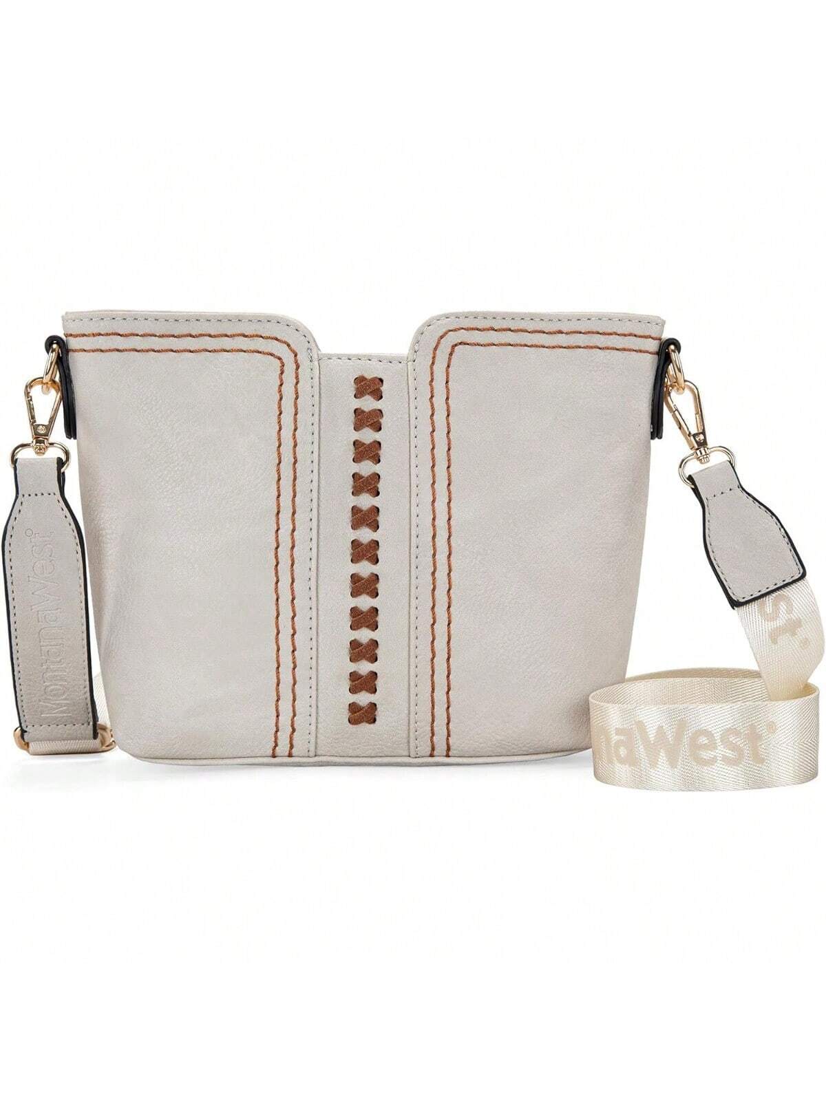 Montana West Stylish Guitar Strap Crossbody Bag for Women - Trendy & Versatile Handbag Amber Brown Pastel Green