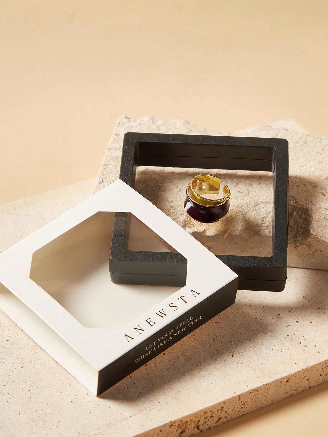 Elegant Vintage Chocolate Double Layer Open Ring for a Timeless Look one-size one-size-