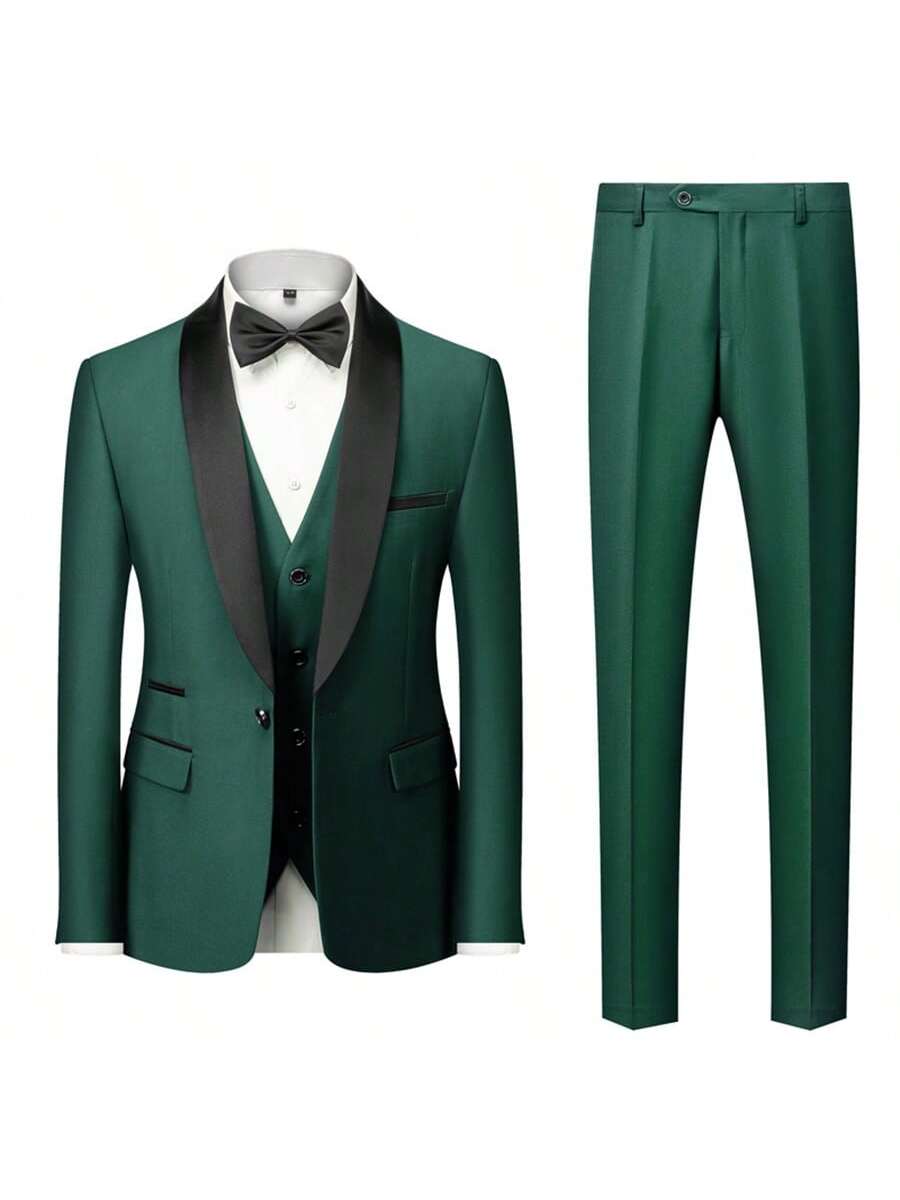 Elegant Men's 3-Piece Slim Fit Tuxedo Set - Perfect for Weddings Black / XXS Black / XS