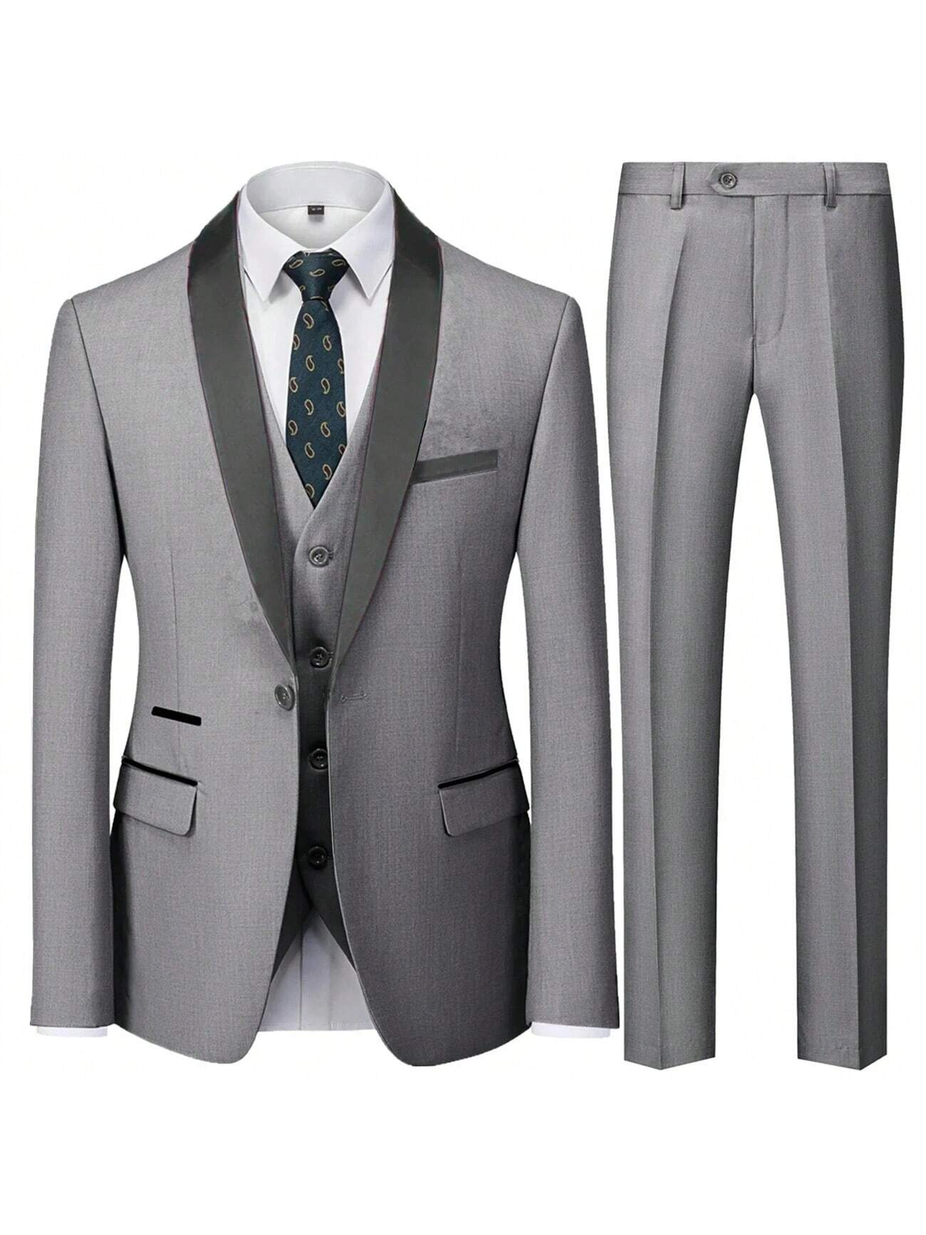 Elegant Men's 3-Piece Slim Fit Tuxedo Set - Perfect for Weddings Black / XXS Black / XS