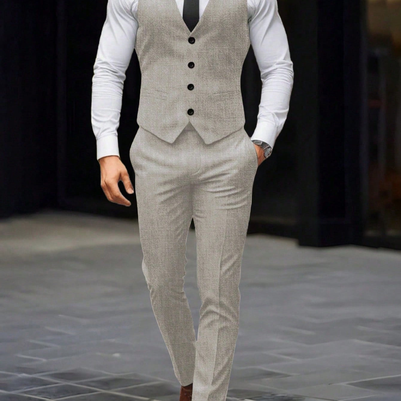 Solid Color Sleeveless Top and Pants Suit Set for Men - Effortless Style and Comfort Grey / XS Grey / S