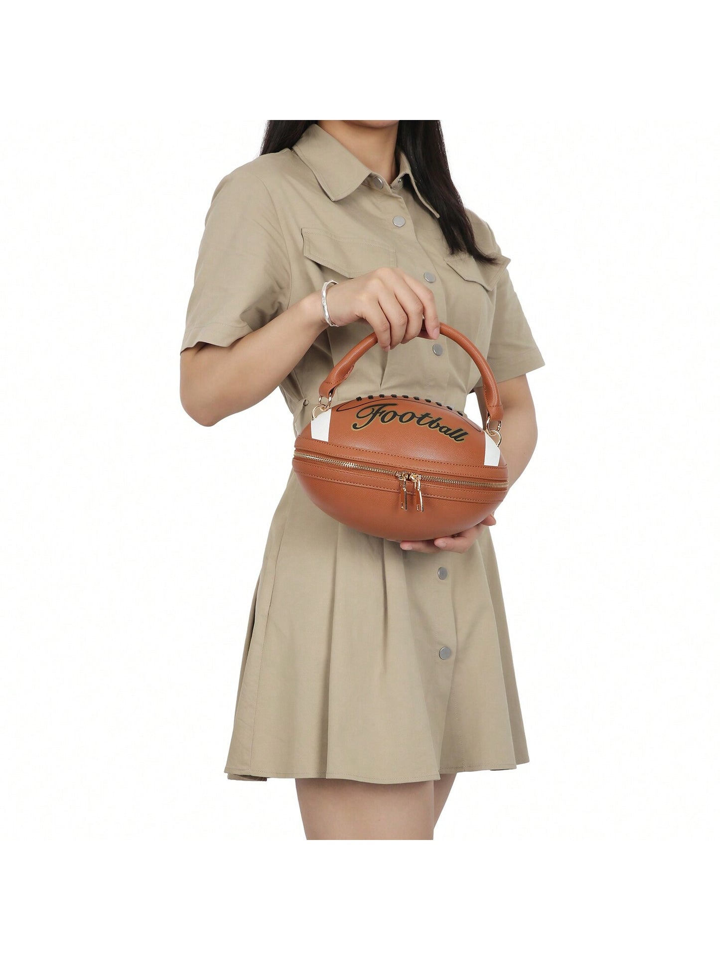Score Big with Our Football-Shaped Crossbody Handbag: The Ultimate Sports-Themed Purse!