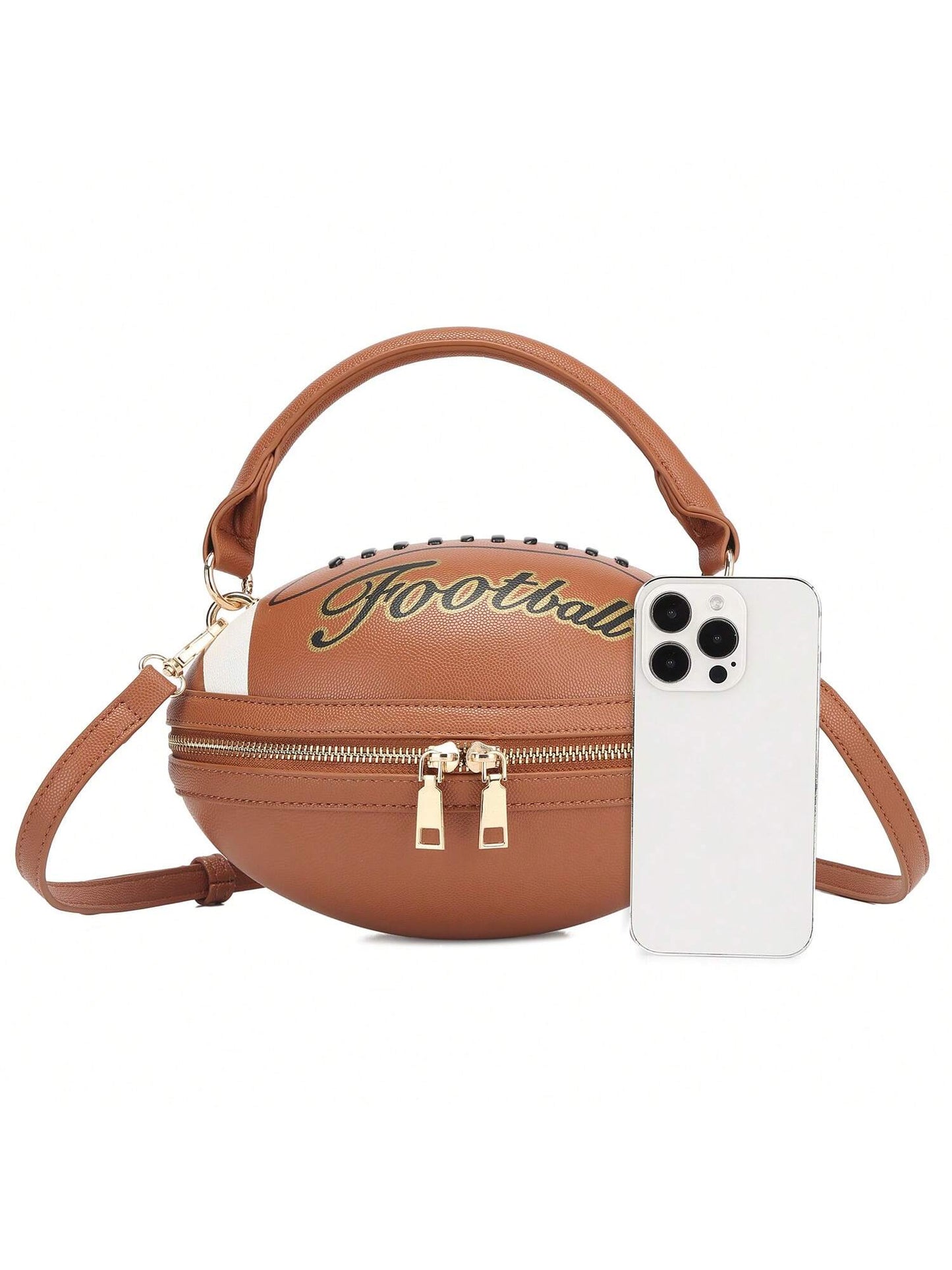 Score Big with Our Football-Shaped Crossbody Handbag: The Ultimate Sports-Themed Purse!