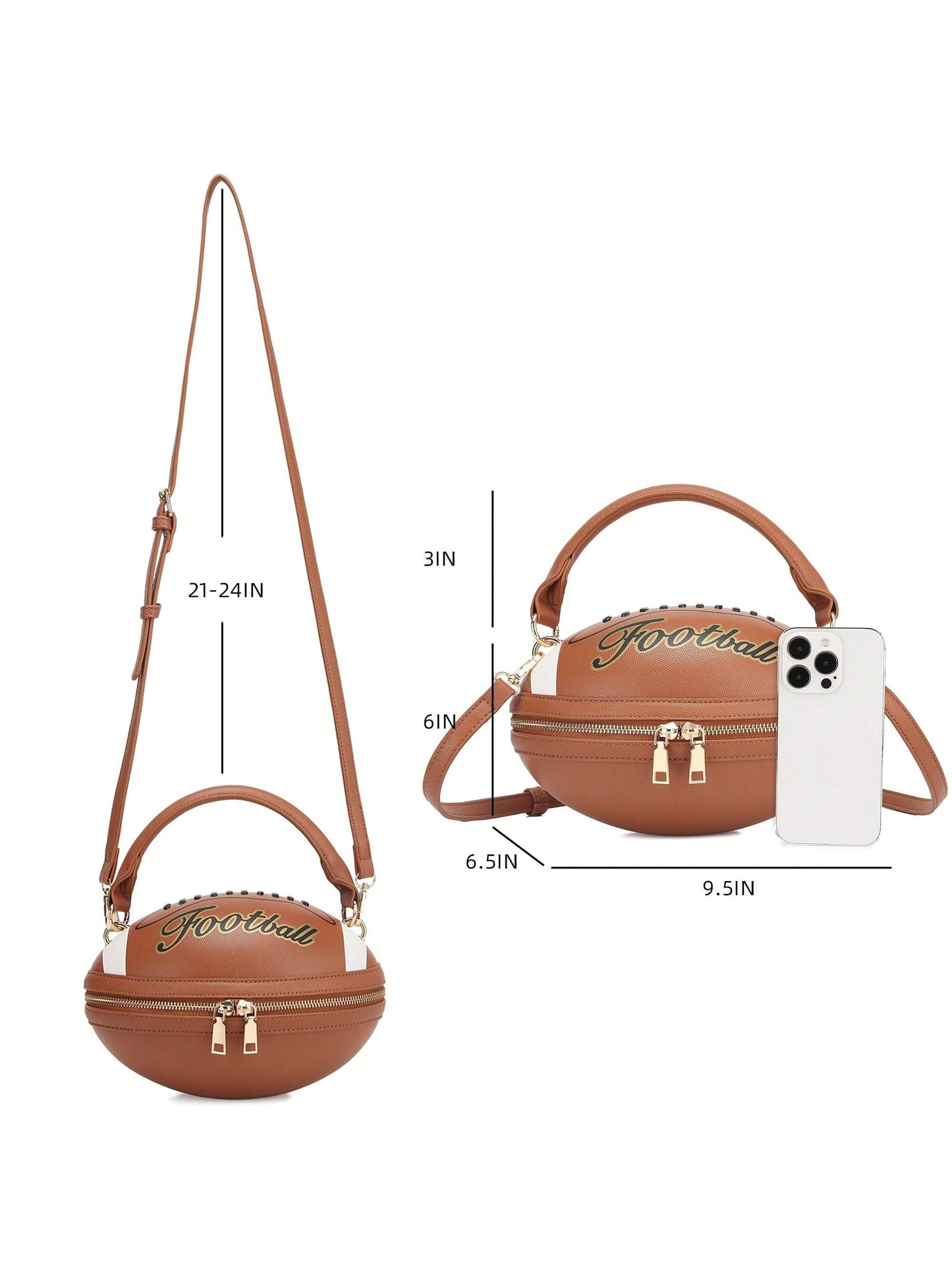 Score Big with Our Football-Shaped Crossbody Handbag: The Ultimate Sports-Themed Purse!