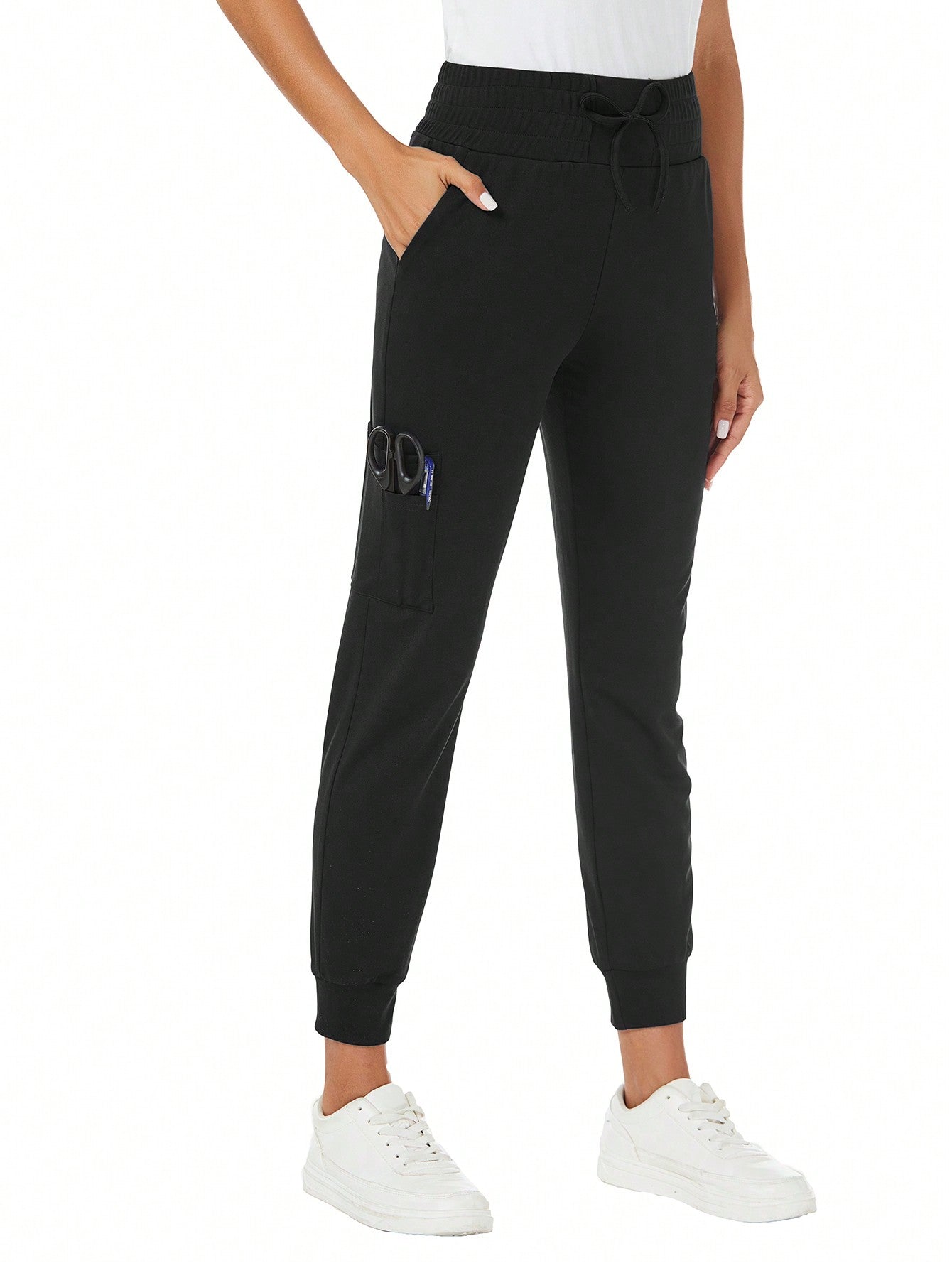 Versatile Solid Color Deep Pocket Scrub Pants for Professionals