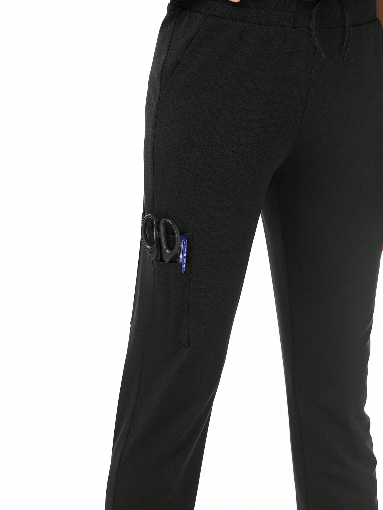 Versatile Solid Color Deep Pocket Scrub Pants for Professionals
