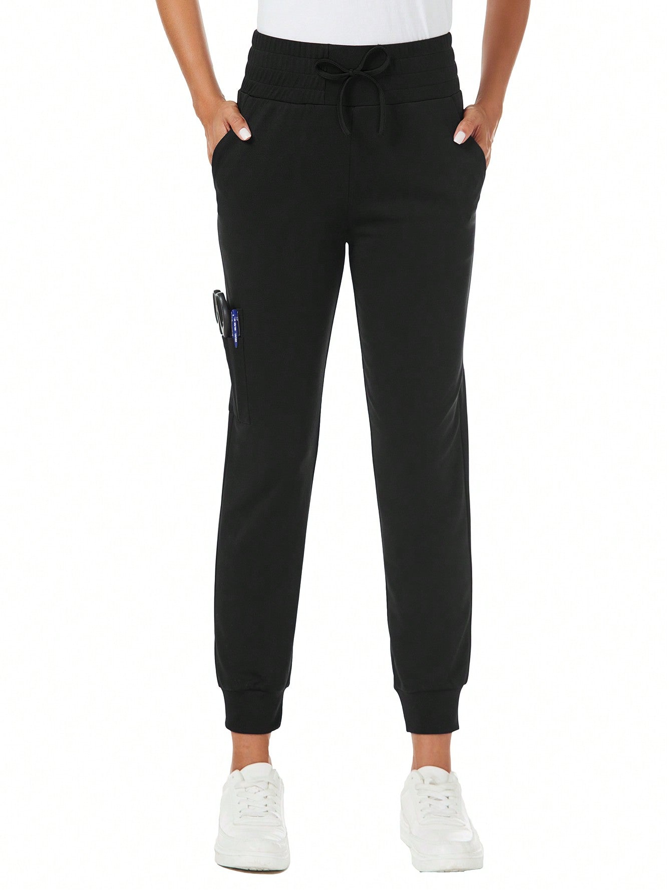 Versatile Solid Color Deep Pocket Scrub Pants for Professionals